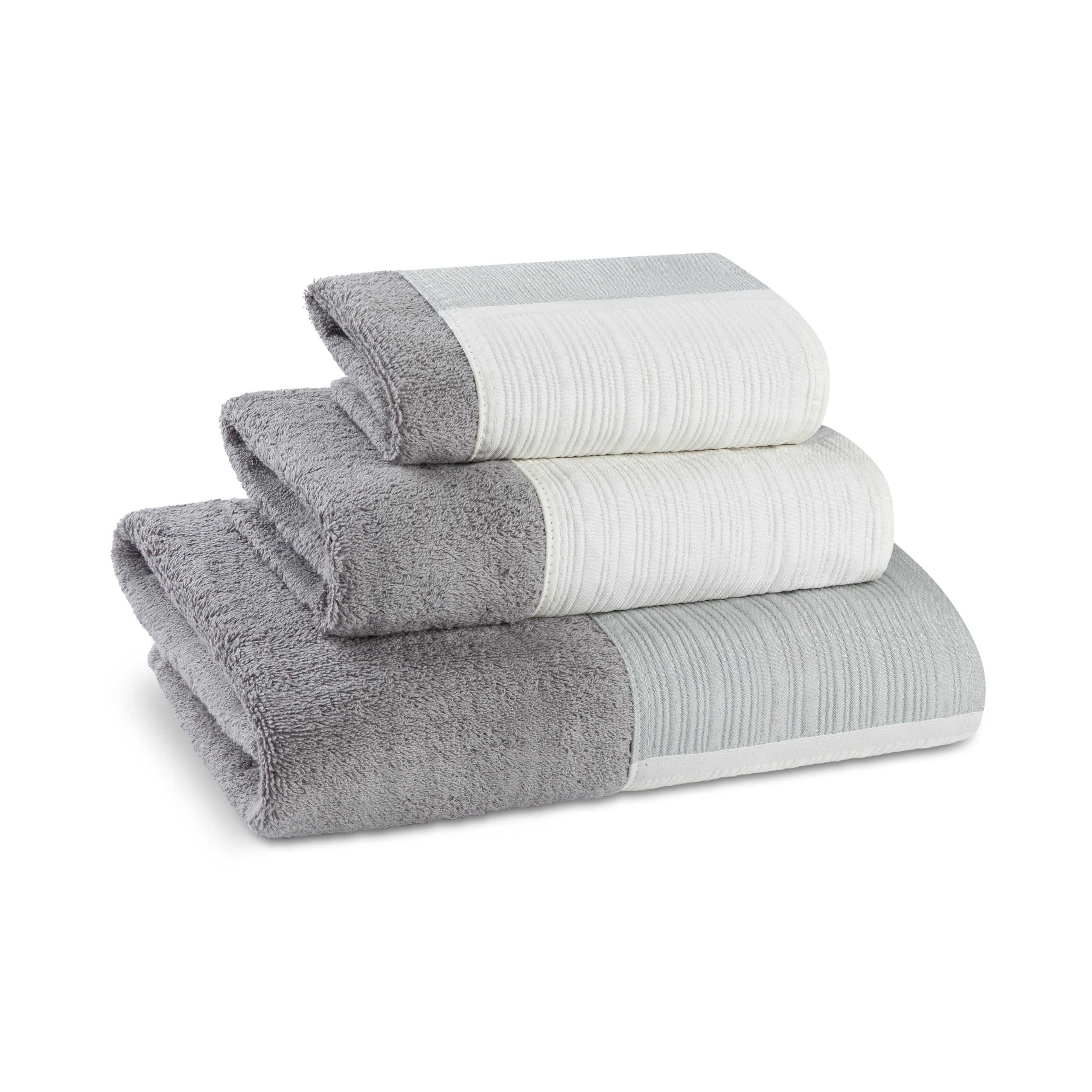 Zahari Home Modern Line Towel Set - 3-Piece Bath Ensemble With Unique Design - Luxury Bath, Hand, And Wash Towels - Contemporary