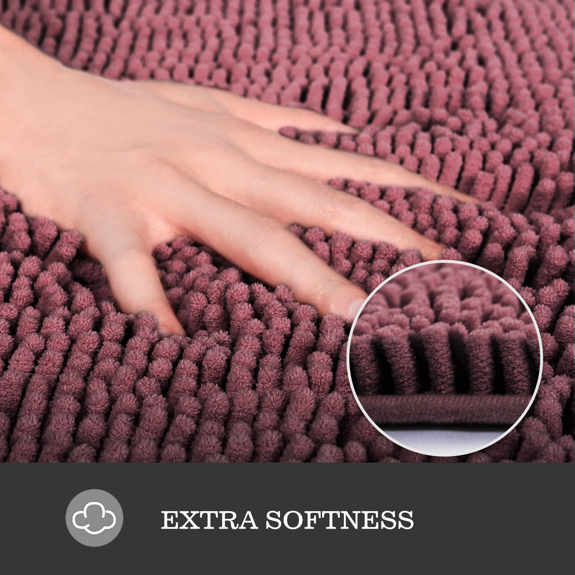 Yeaban Dusty Rose 47 X 17 Bathroom Rug - Thick Chenille Bath Mats | Absorbent And Washable Bath Rug Non-Slip, Plush Rugs For Bat