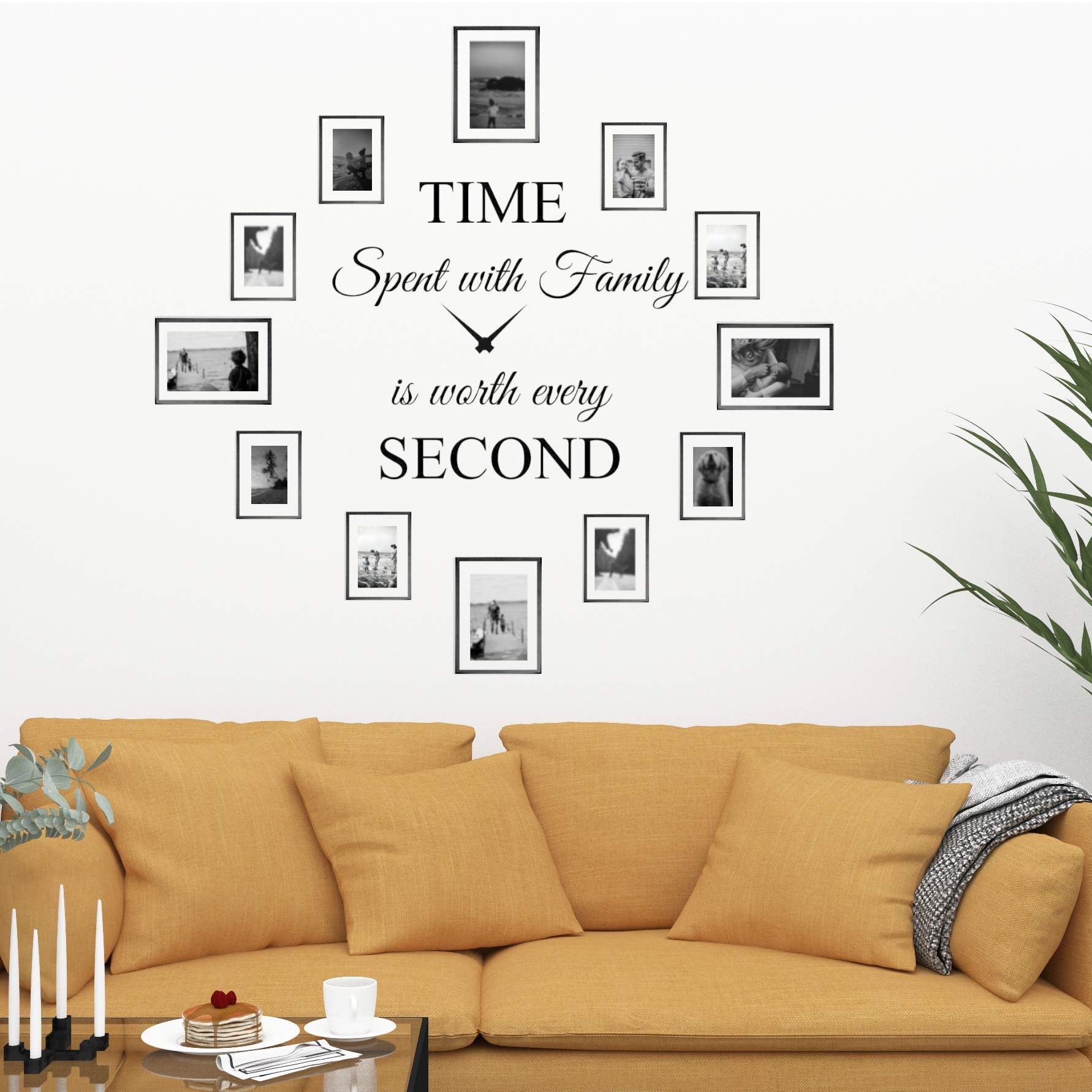 World Of Wall Decal Time Spent With Family Is Worth Every Second Wall Decal Decor Clock Family Quote Saying Vinyl Wall Art Diy T