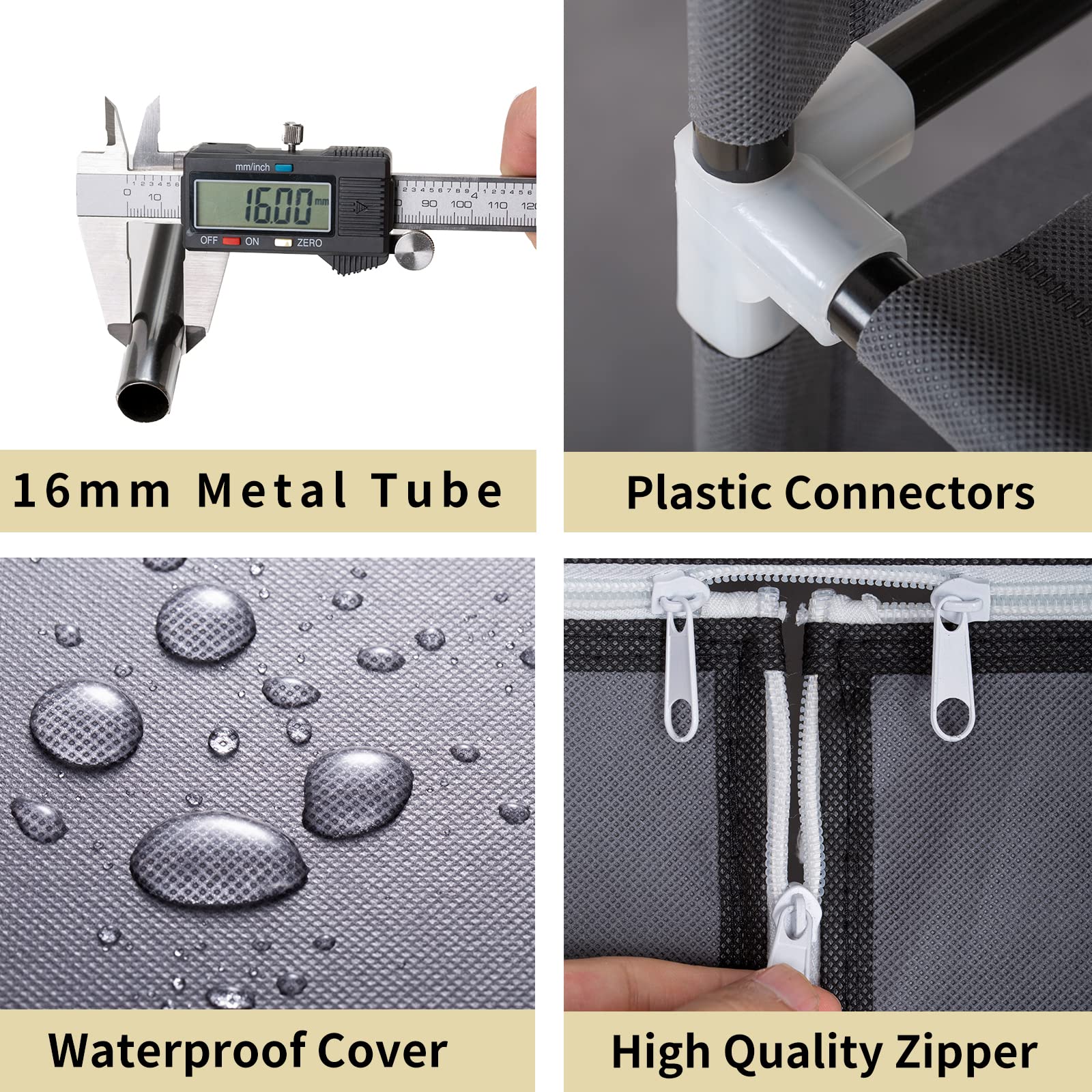 KEKIWE Portable Closet  51 Inch Wardrobe Closet for Hanging Clothes with 2 Hanging Rods  8 Storage Organizer Shelves for Bedroom  Durable and Easy to Assemble  Grey