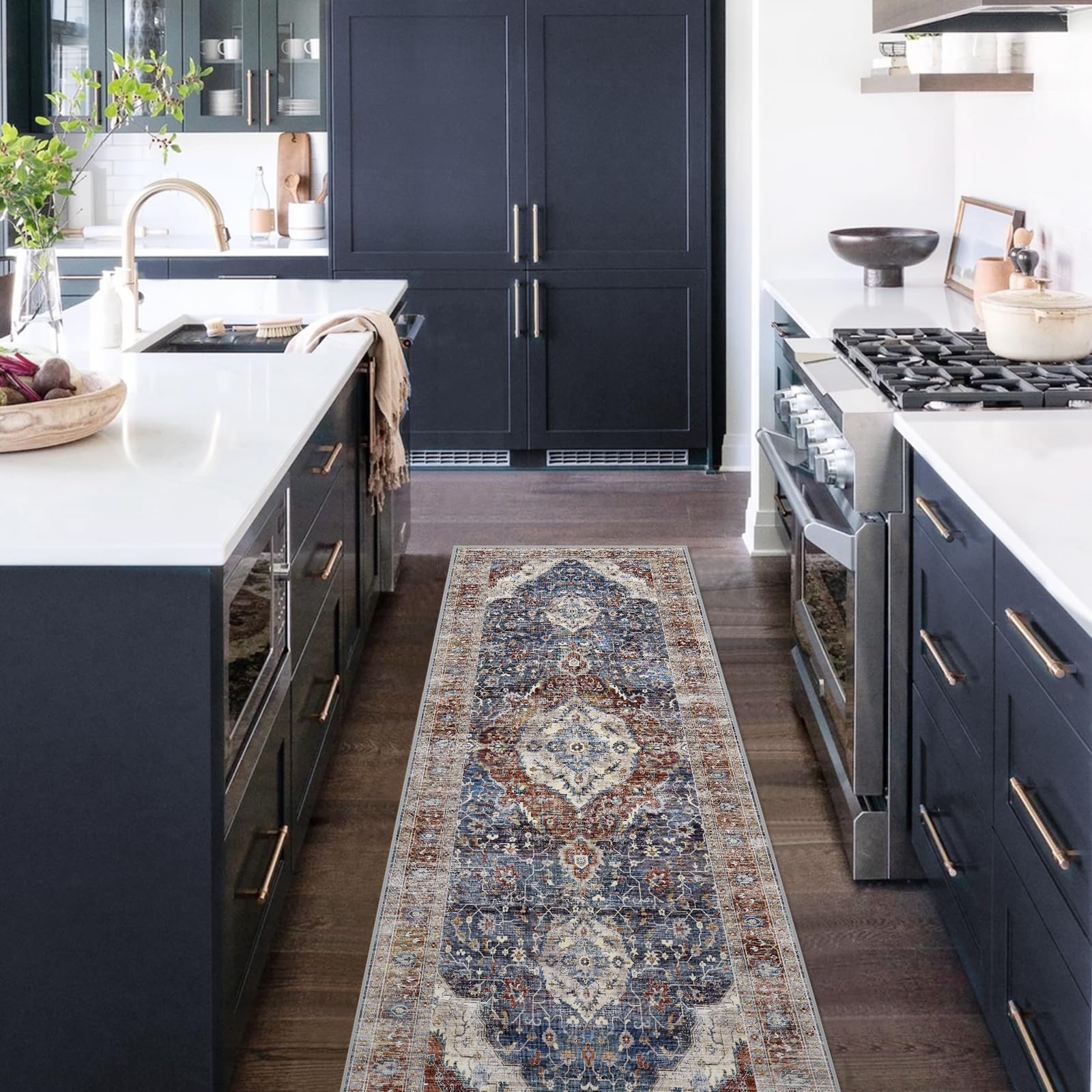 Deerly 2x7 Rugs Runner Bohemian Kitchen Runner Rug Floral Keep Off Rug Rug Soft Low Pile Non-Slip Rug Runners for Hallways Long 