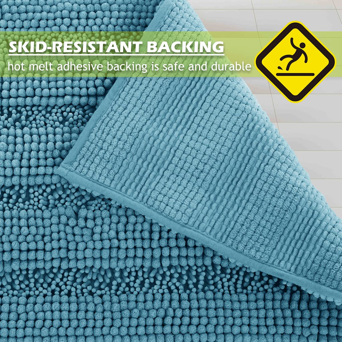 Kgorge Chenille Kitchen Rugs - Non-Slip Water Absorbent Floor Mats For Bathroom Toilet Shower Easy Wash Super Soft Quick Dry Are