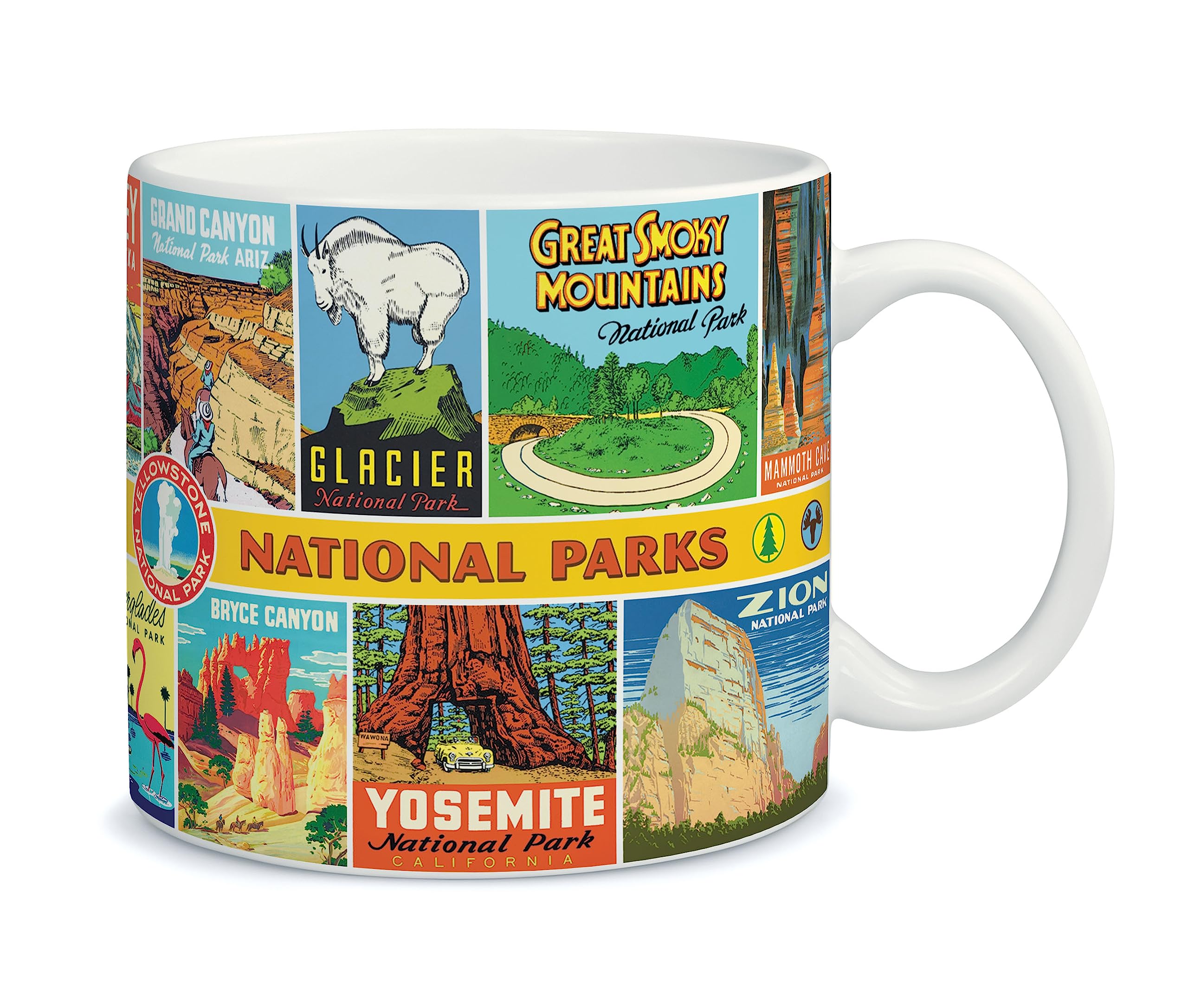 CAVANILLI & CO. Cavallini Vintage Coffee Mug, Ceramic Mug with National Parks Design
