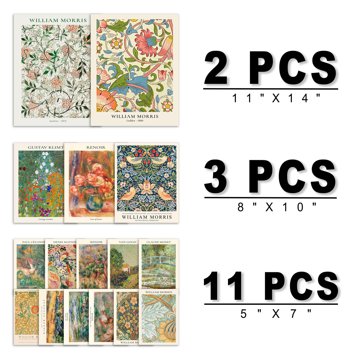 Anerza 16 Pcs Eclectic Wall Art Decor, William Morris Wall Prints For Bedroom, Vintage Posters For Room Aesthetic, Wall Collage