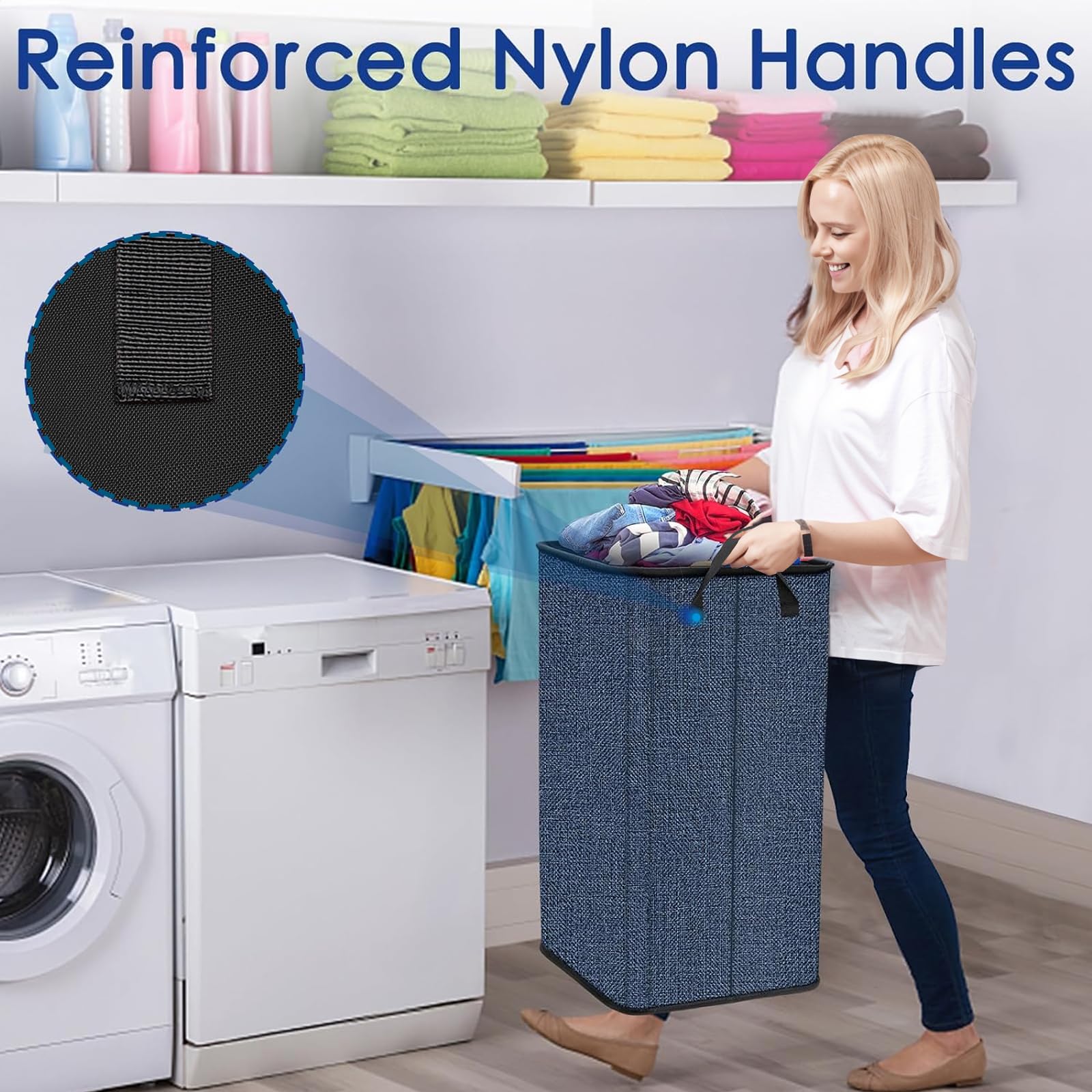 Snigjat 80 L Large Laundry Hamper, Tall Laundry Hamper With Sturdy Handles, Hampers For Laundry, Rectangular Dirty Clothes Hampe