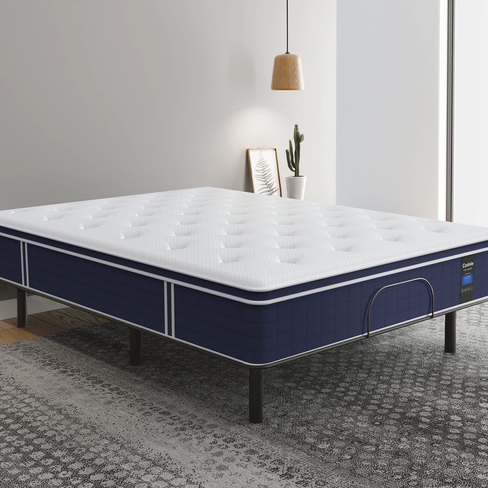 Coolvie 12 Inch Twin XL Mattress  Hybrid XL Twin Mattress in a Box  Medium Firm Feel  3 Layer Premium Foam with Pocket Springs for Motion Isolation and Pressure Relieving  100-Night Trial