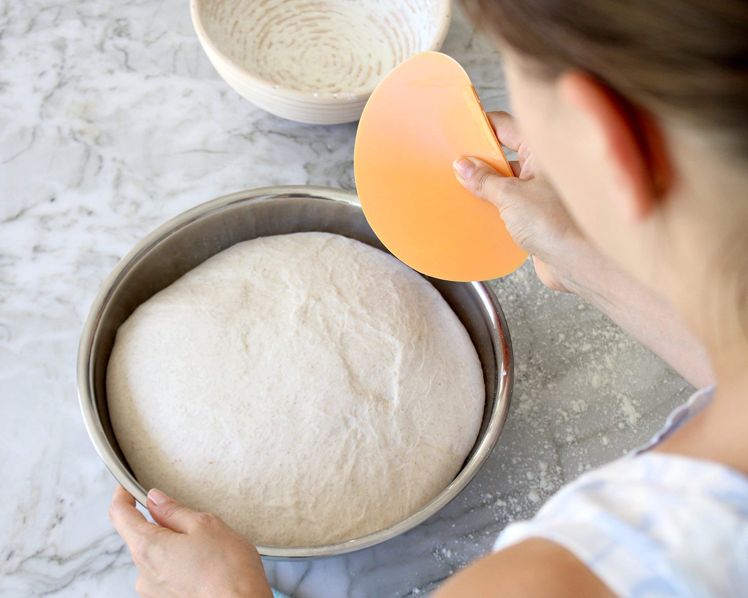 Indigo True Flexible Bowl Scraper - 1 Pc | Curved For Shaping Bread Or Pastry Dough | Conforms To Any Mixing Bowl | Round Contou
