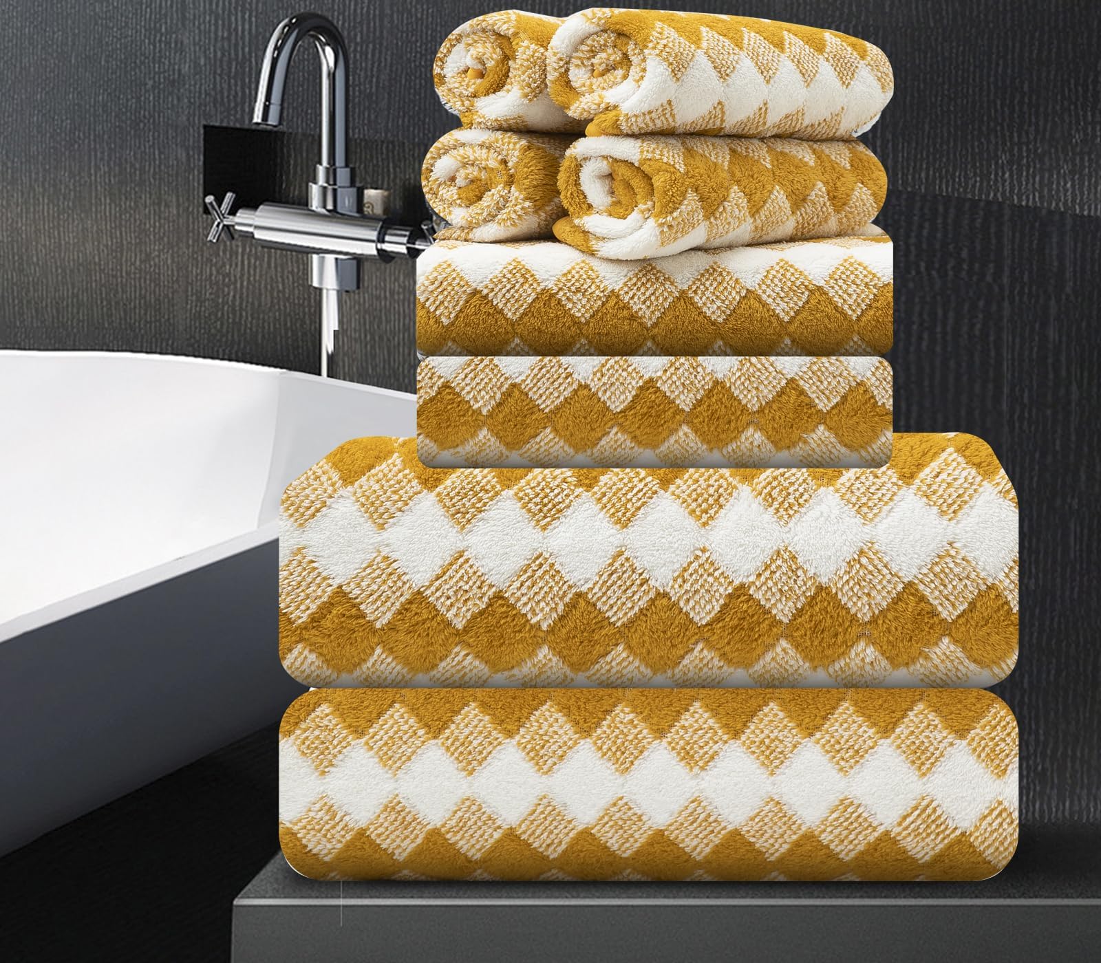 8 Piece Bathroom Towel Set |2 Oversized Bath Towels,2 Hand Towels,4 Washcloths| 600Gsm Soft Hotel Towel Set Large Bath Sheet For