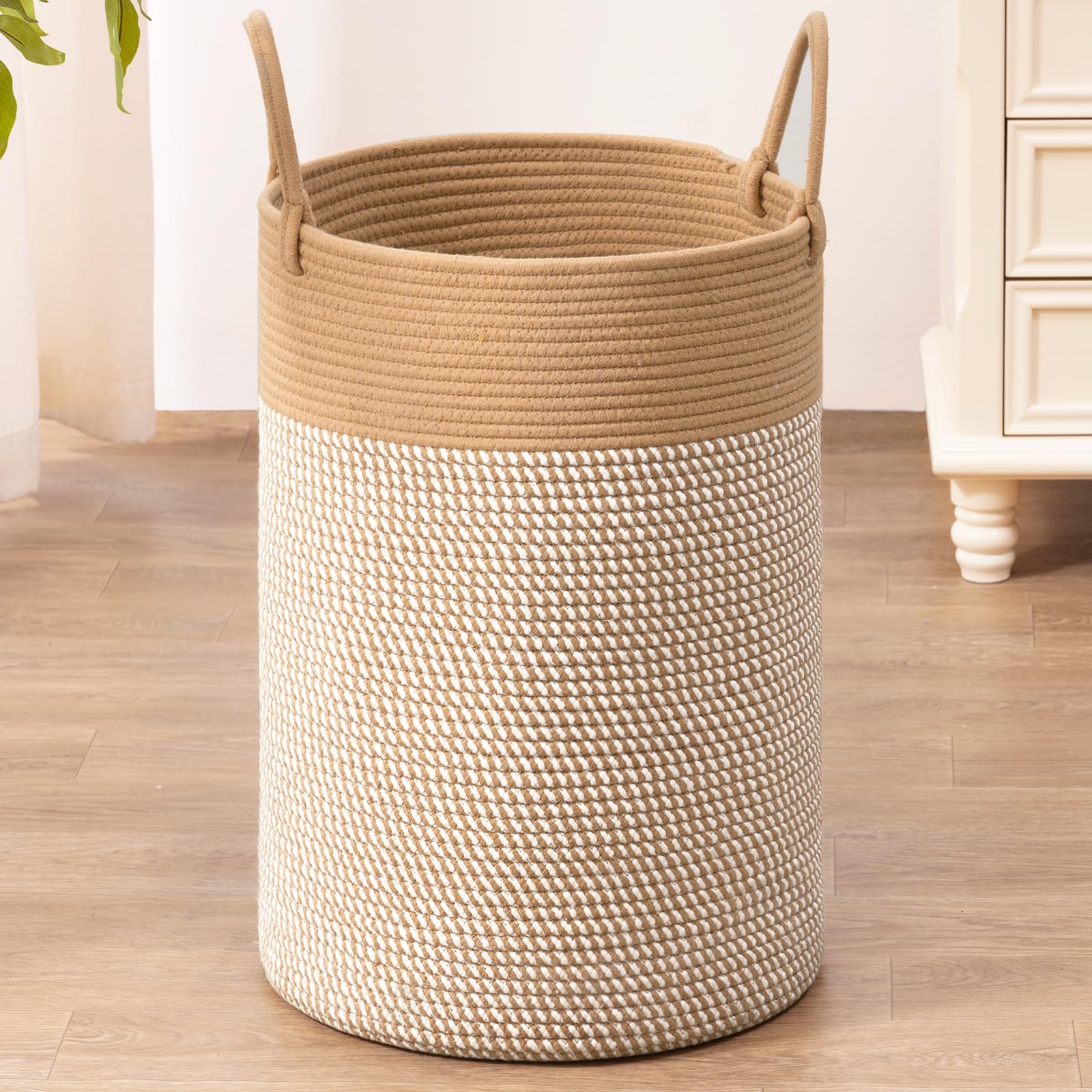INDRESSME Large Laundry Hamper  60L Clothes Laundry Basket  Nursery Laundry Basket  Rope Laundry Basket for Blankets  Hampers for Bedroom  19.7 x 13.8 inches
