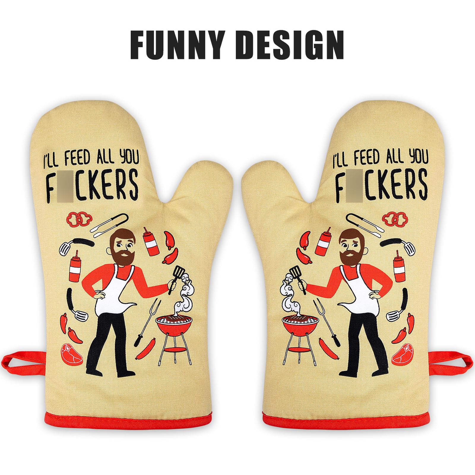 Miracu Funny Oven Mitts, Presents For Chefs, Funny Cooking Gadgets, Bbq Oven Mitt - Unique Gifts For Cooks Dad Brother Him, Manl