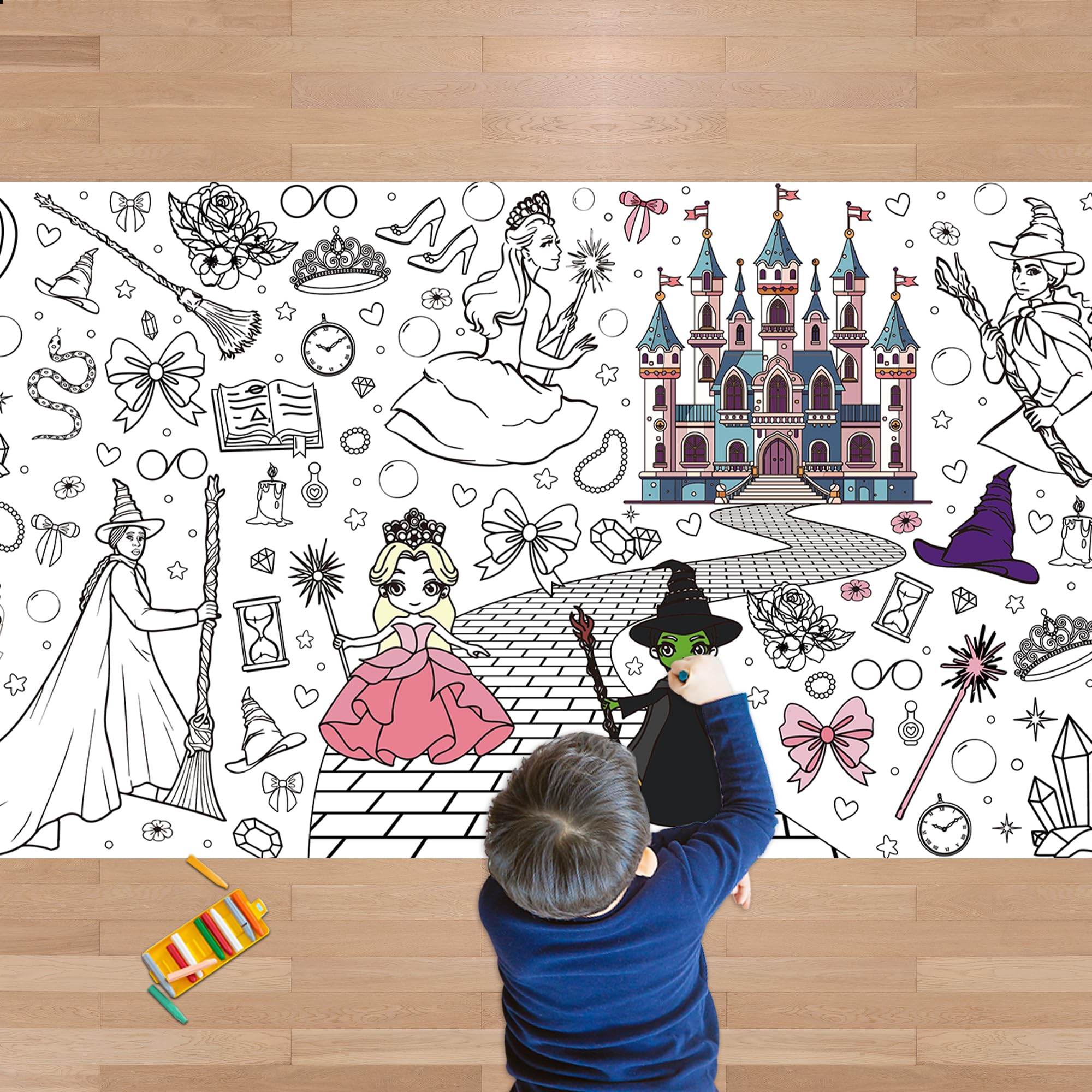 JXSDWANG Fall Giant Coloring Poster/Tablecloth - Fall Decorations for Home - 30 x 72 Inches Jumbo Paper Coloring Banner - Kids C
