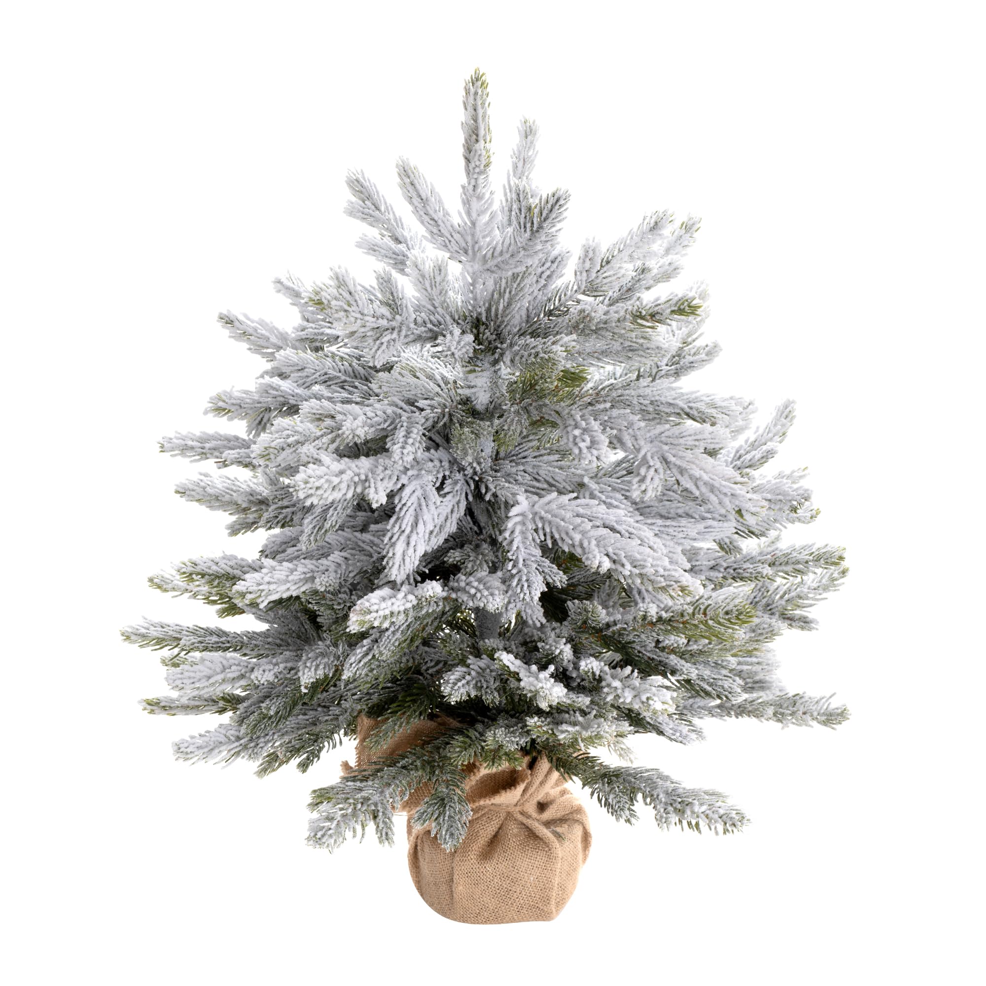 Mini Snow Flocked Artificial Christmas Tree 22 Small Xmas Snowed Pine Burlap Base Home Office Tabletop Winter Holiday Decor