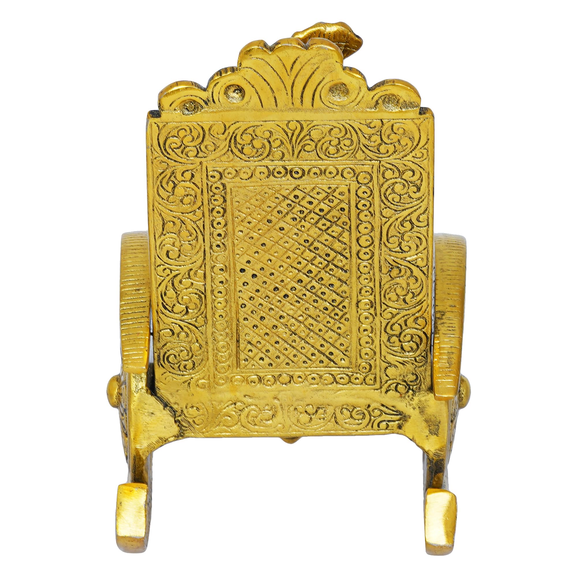 Ecraftindia Golden Metal Handcrafted Lord Ganesha Idol Reading Book On Rocking Chair - God Idol For Home Decor, Office Desk, And