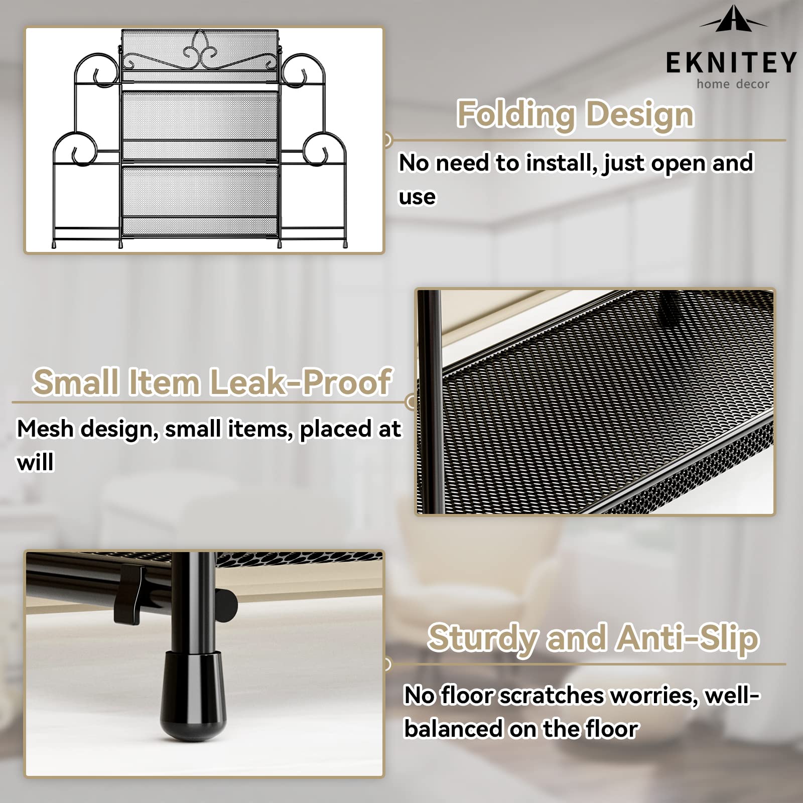 Eknitey Bathroom Counter Organizer - 3 Tier Spice Rack Organizer Skincare Countertop Organizers For Bathroom Kitchen Bedroom Bla