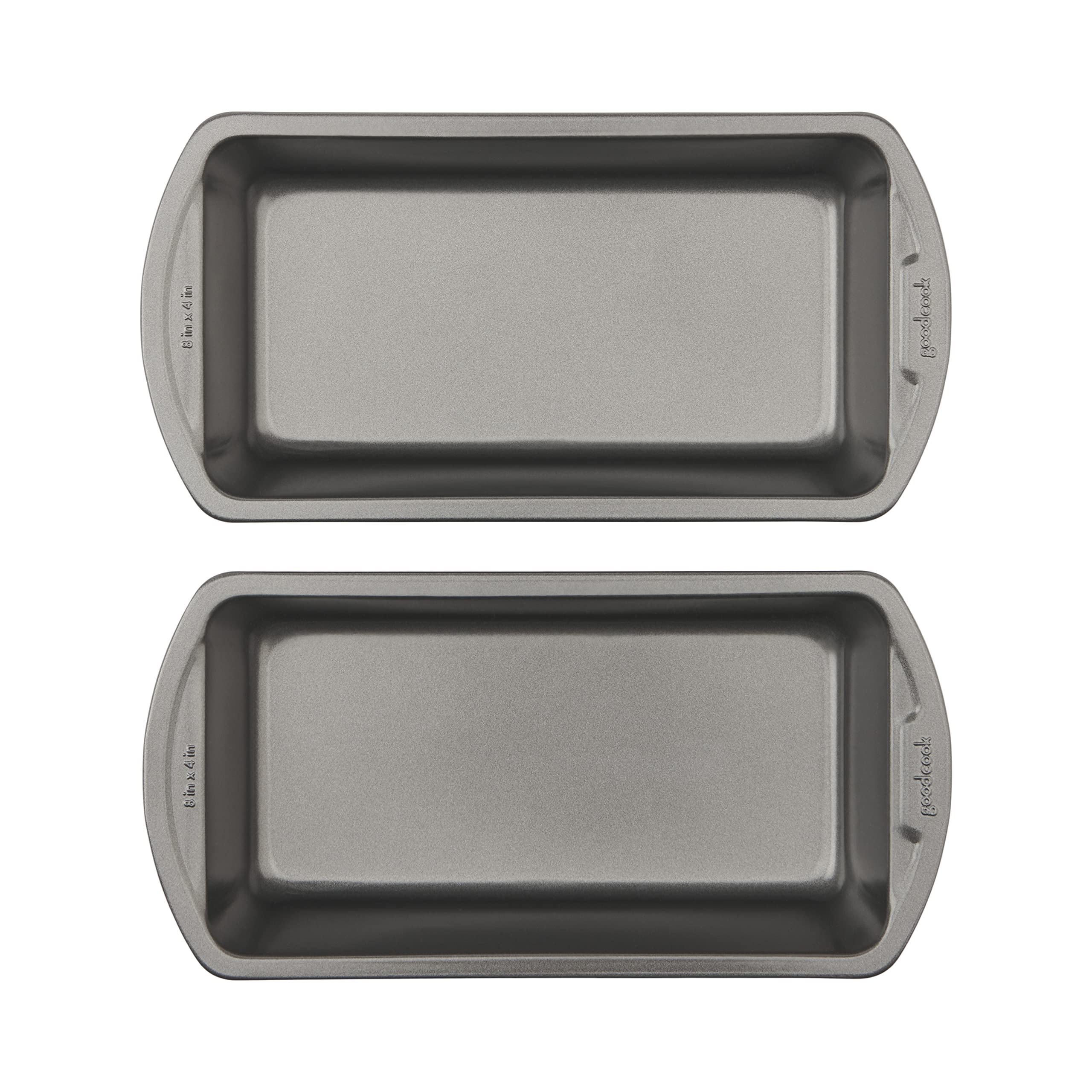 Goodcook Set Of 2 Medium 8'' X 4'' Nonstick Steel Bread Loaf Pans, Gray (4244)