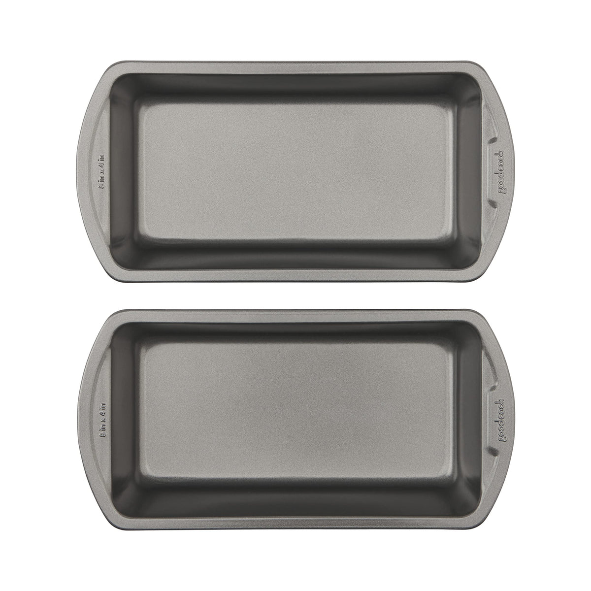 Goodcook Set Of 2 Medium 8'' X 4'' Nonstick Steel Bread Loaf Pans, Gray (4244)