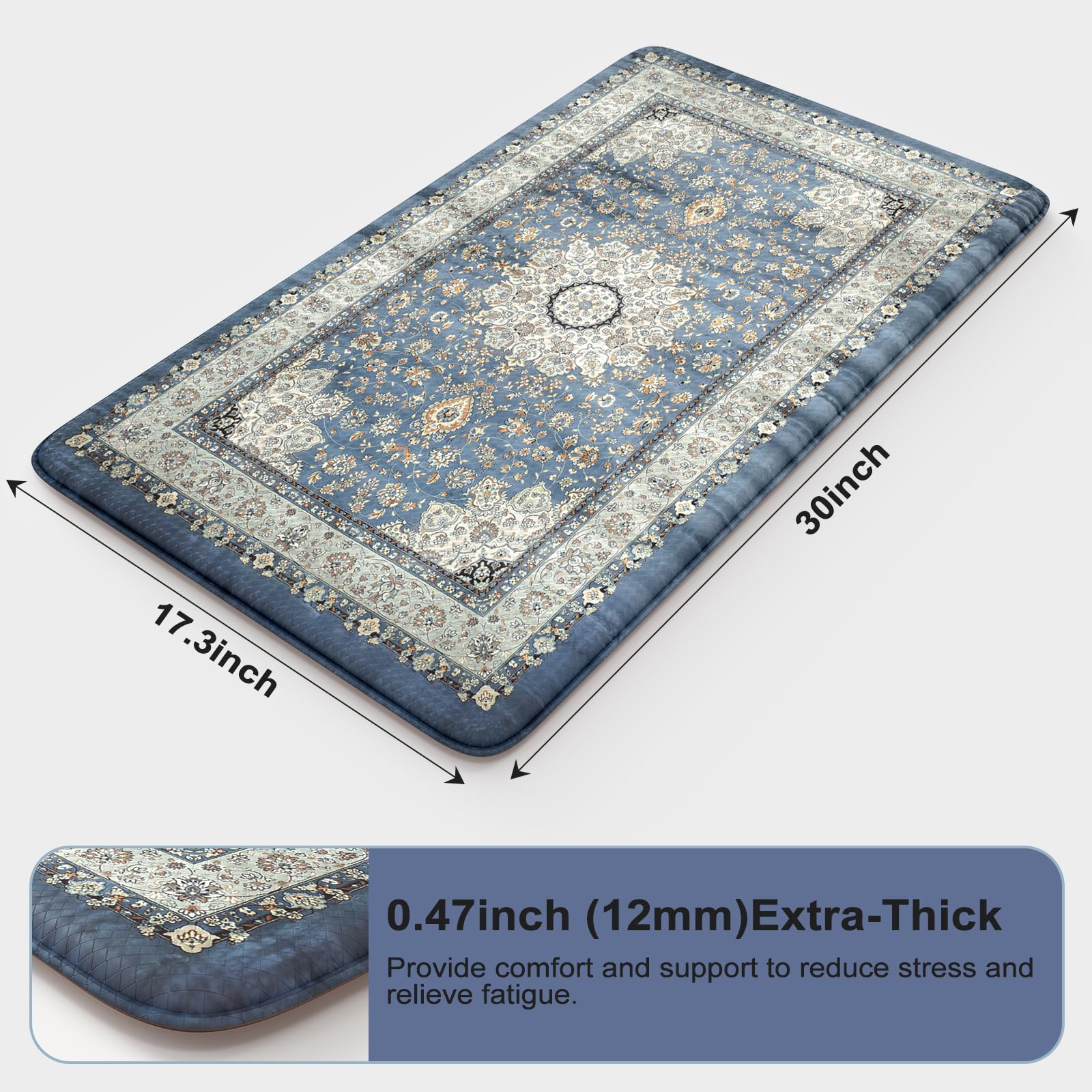 Collive Kitchen Floor Mats Cushioned Anti Fatigue Rug, Washable Non Slip Kitchen Mats For Floor Standing Desk Mat For Kitchen, O