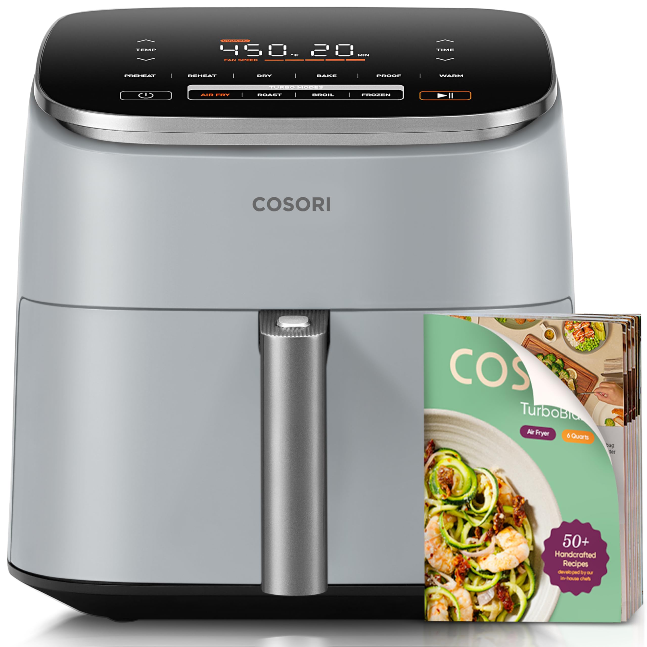 COSORI Air Fryer 9-in-1, Compact & Large 6-Qt, Fast Turbo Modes, 90-450F Even Results, Precision Heating, Up to 95% Less Oil*, R