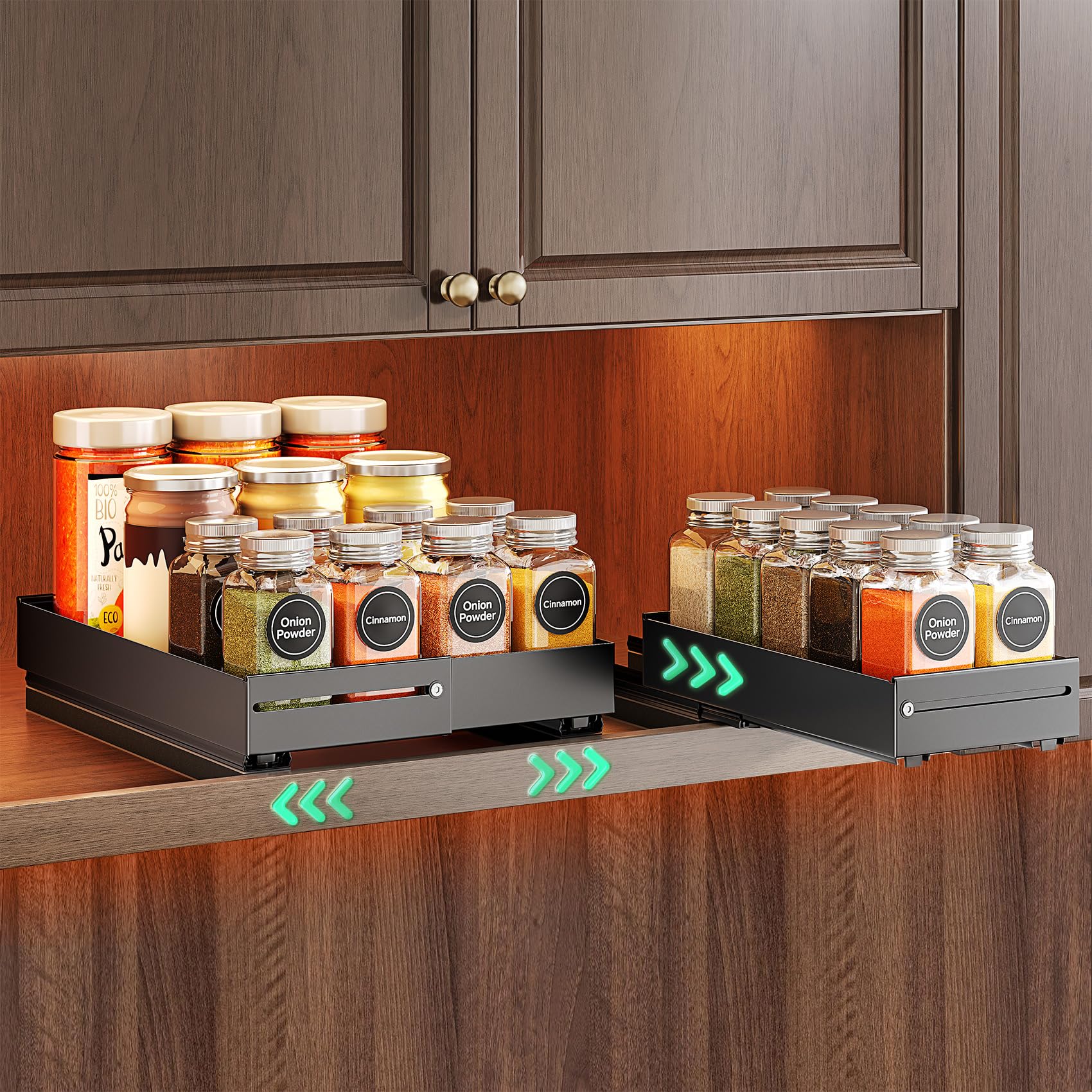 SNTD Pull Out Spice Rack Organizer for Inside Cabinets, Expandable,1Pack