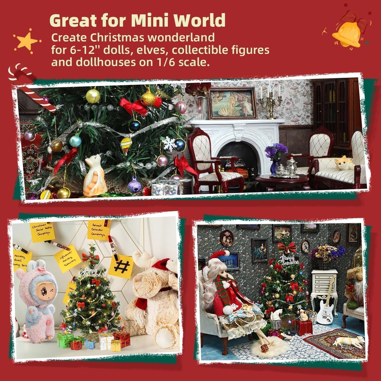 iLAND Mini Christmas Tree Tabletop Small Christmas Tree 12 inch Cute Xmas Table Decoration for Office Desk Shelf Dorm Party Tiny