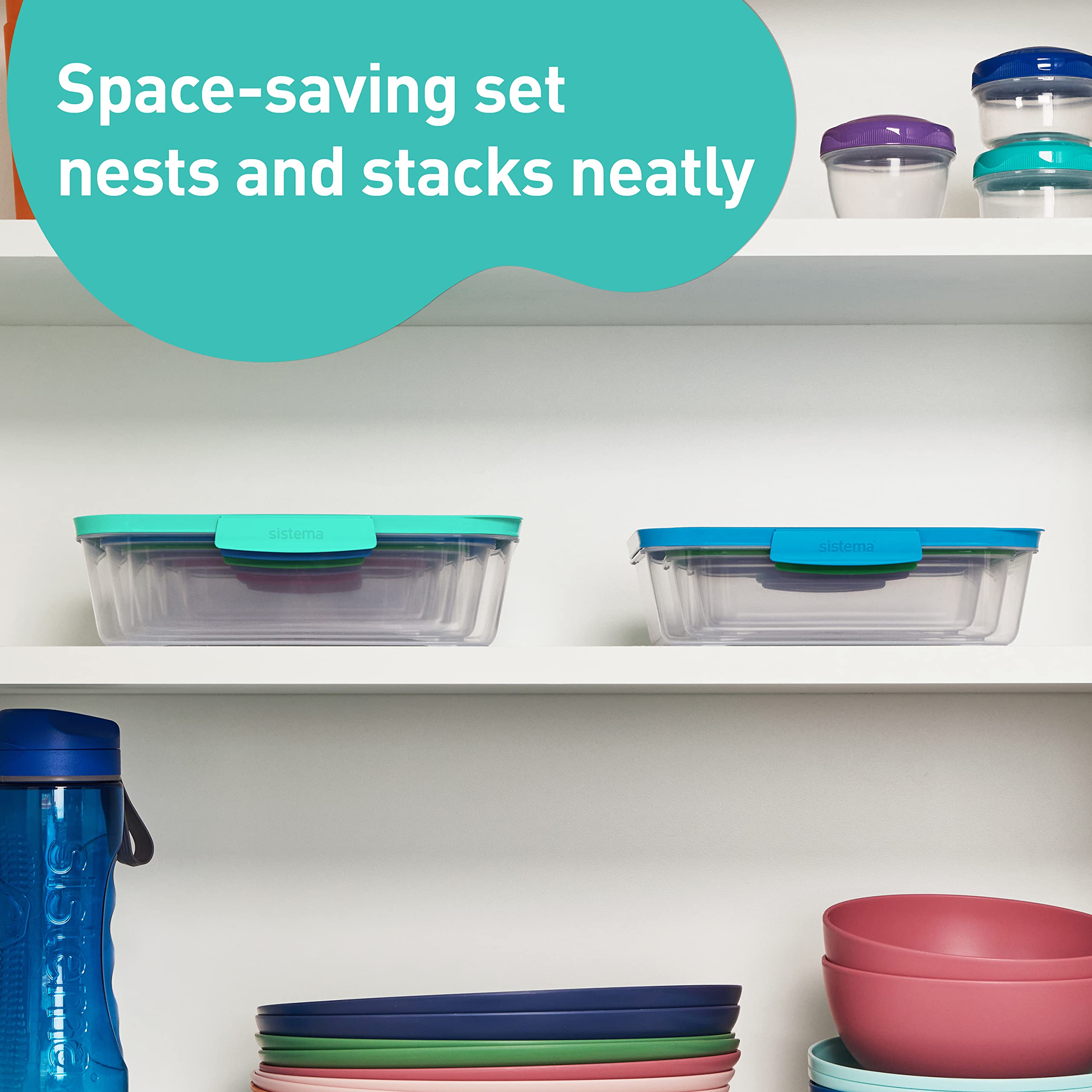 Sistema Nest It Food Storage Containers With Lids, Multicolor, (Pack Of 8)