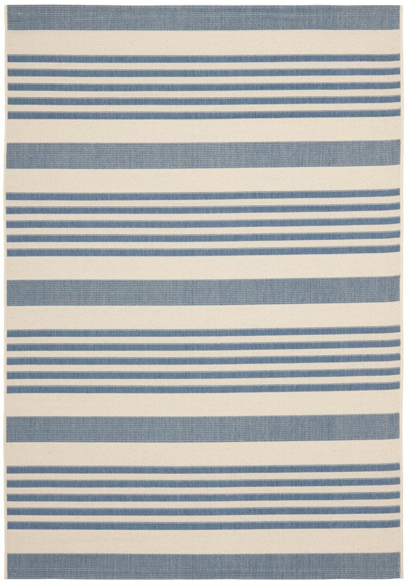 SAFAVIEH Courtyard Collection 23 x 12 Beige/Blue CY6062 Stripe Indoor/ Outdoor Patio Backyard Mudroom Runner Rug