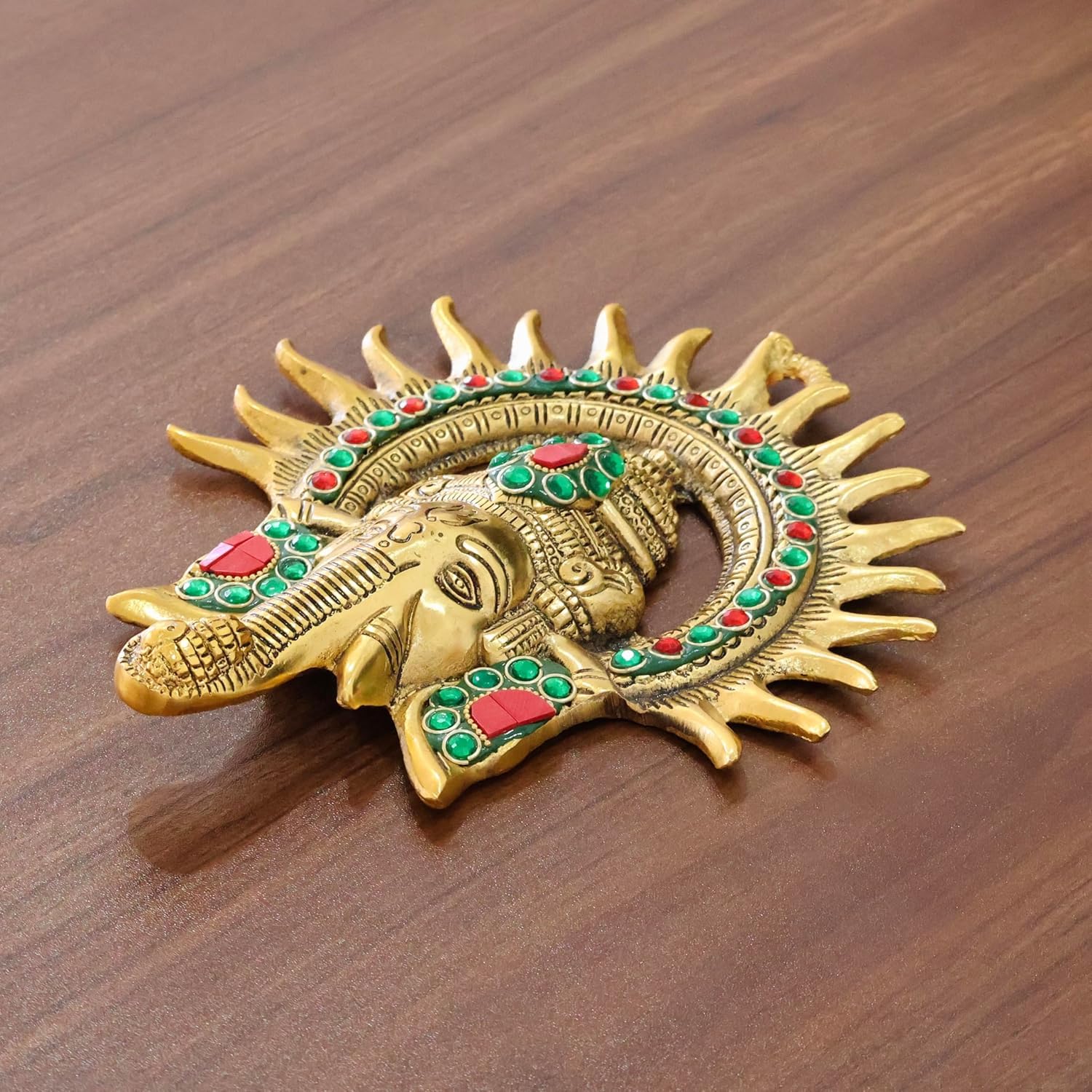 Dreamkraft Ganesha Idol With Surya Chakra | Wall Hanging Ganesh Murti For Home Mandir, Office, Puja Room, Gift, Diwali, Vastu |