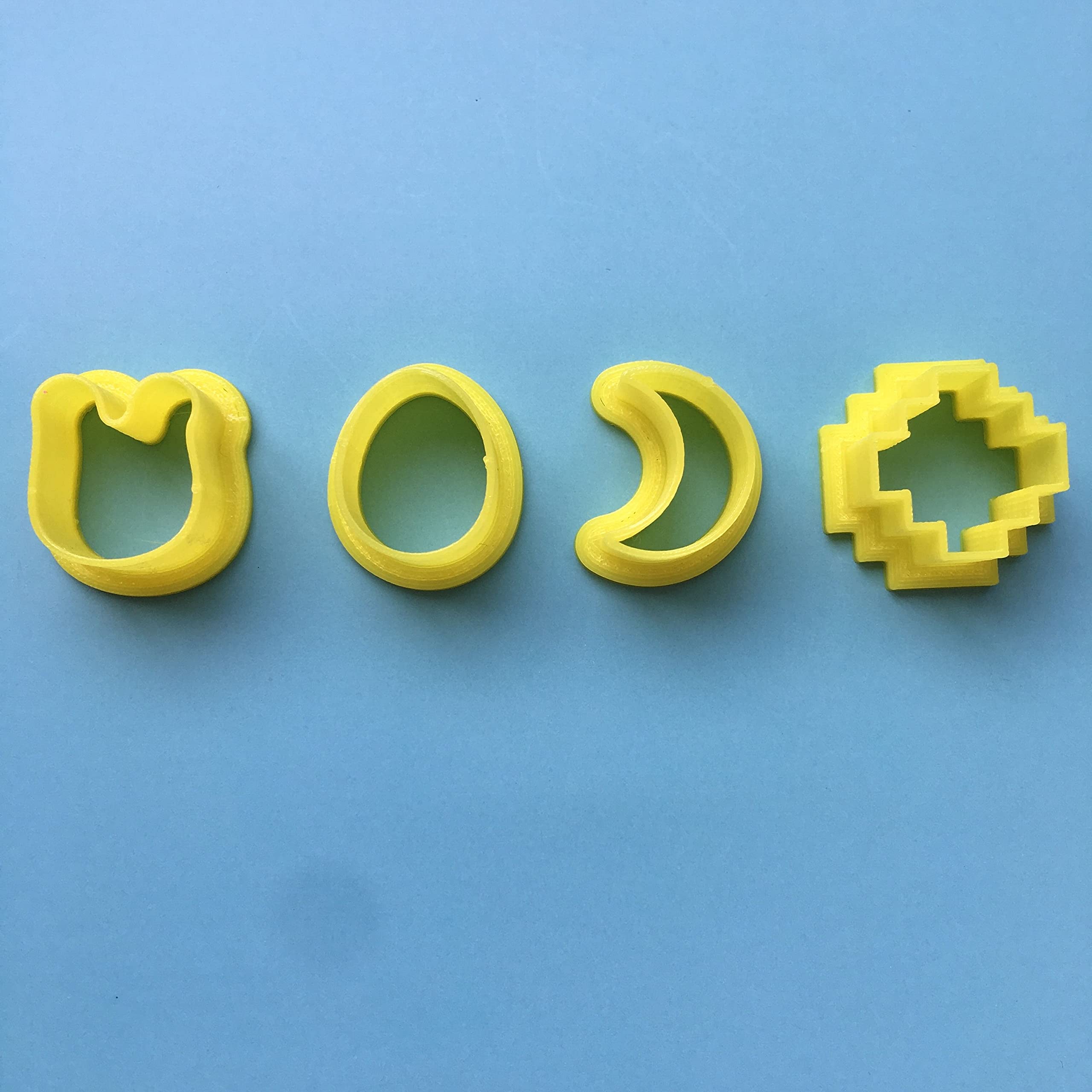 Set Of 4 Mini Clay Stud Cutter, Small Aztec Moon Bunny And Egg Shape Cutter