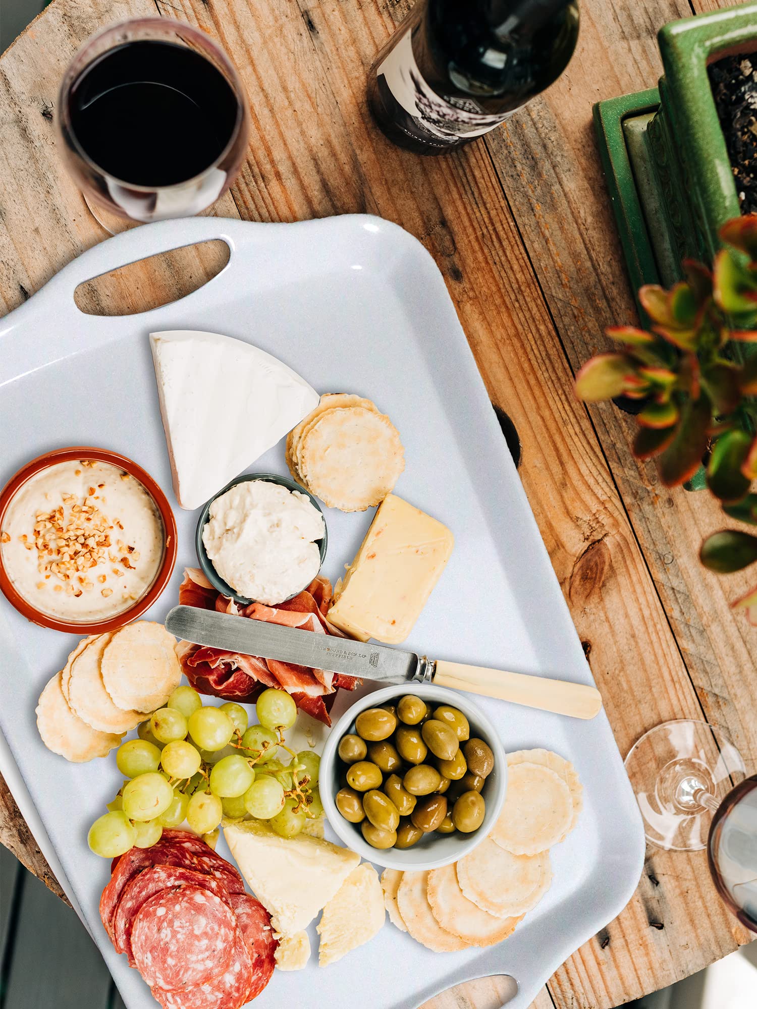Kaqahido Large Melamine Serving Trays For Eating, 17.5 X 12 Serving Platter For Appetizer, Charcuterie, Food, Snack, Cupcakes, D