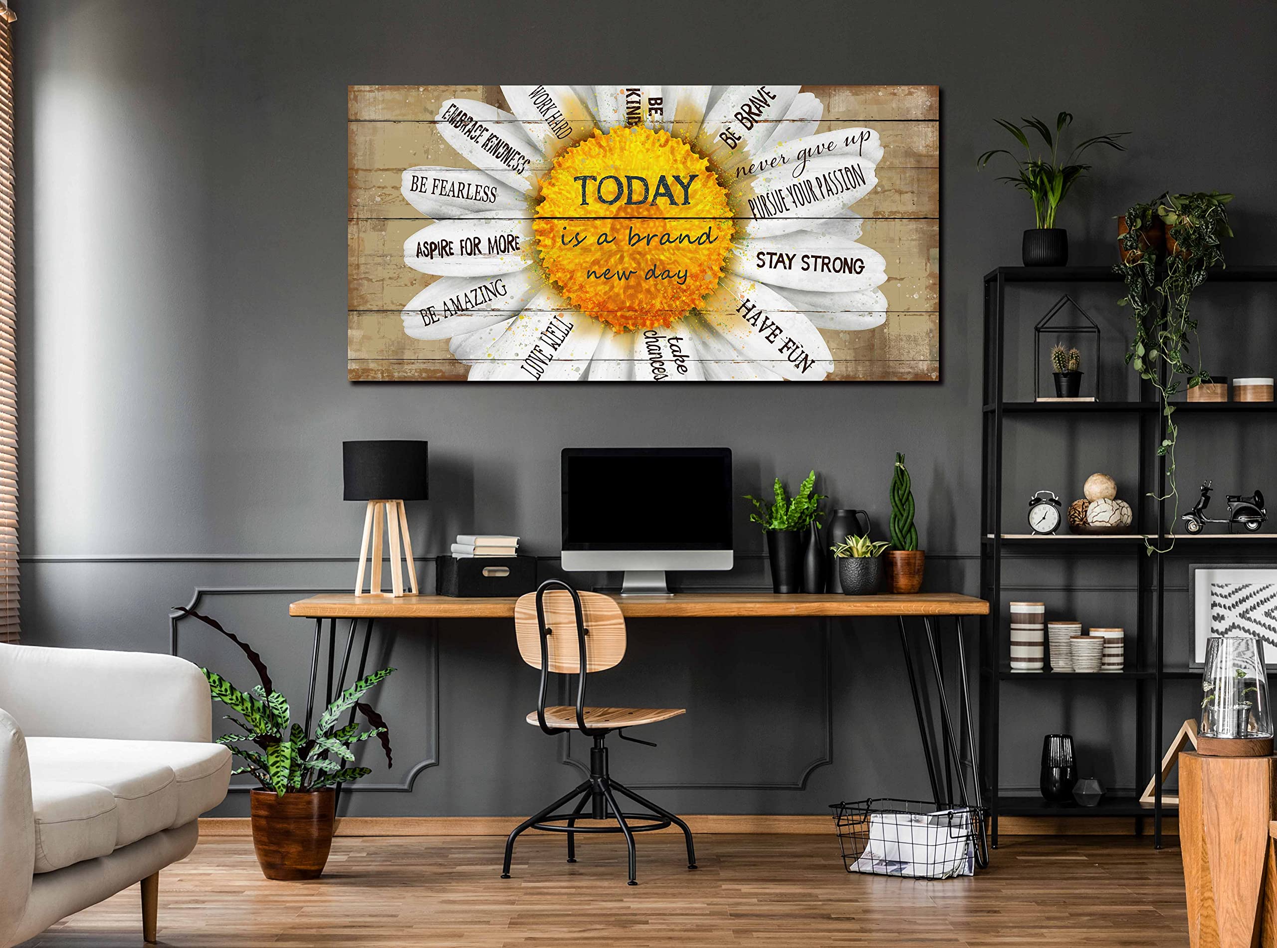 Inspirational Large Wall Art for Living Room - Flower Canvas Wall Art Inspirational Gifts for Women Yellow Daisy Wall Decor Ready to Hang Size 30'' x 60''