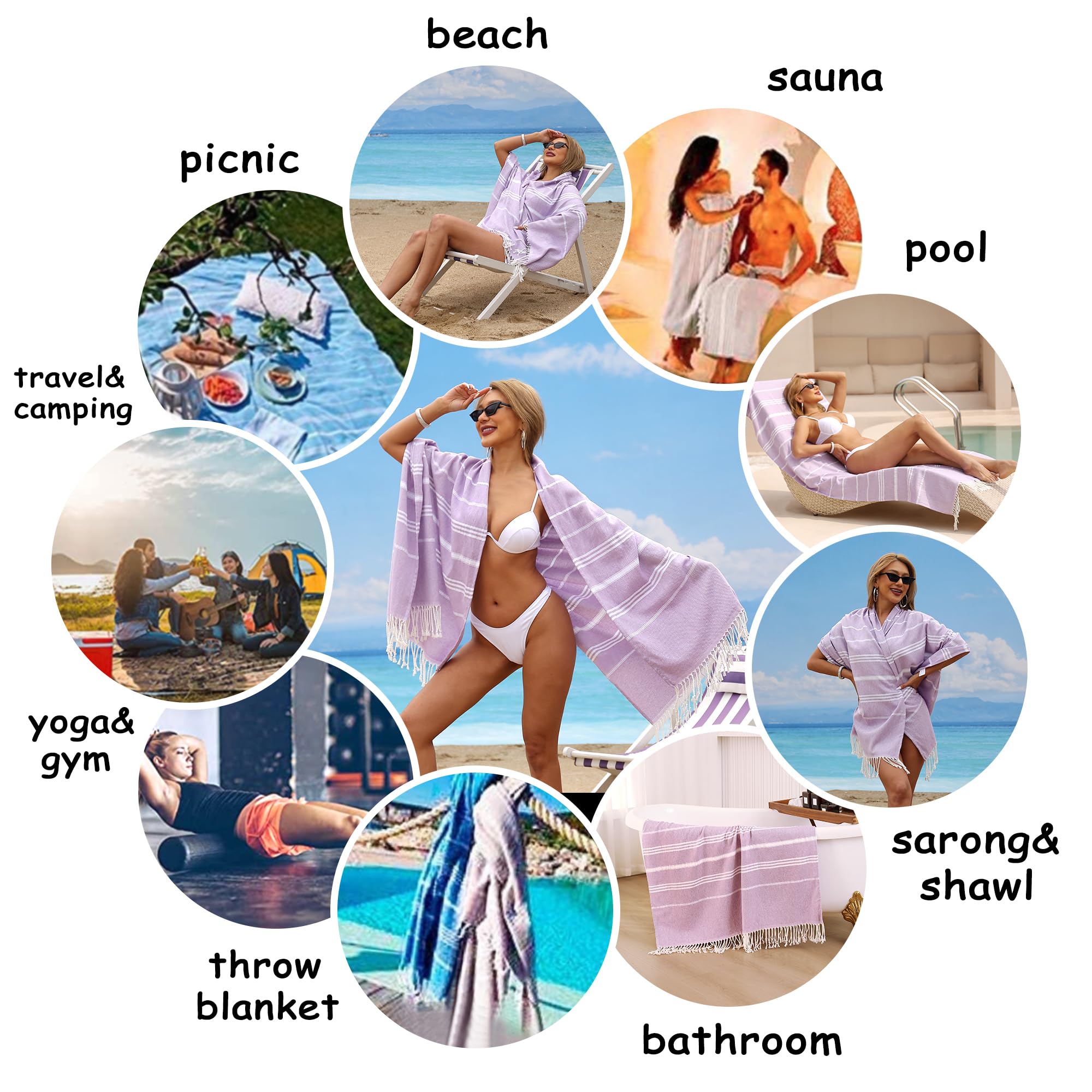 Dlebay Beach Towel 2 Pack,Sand Free Beach Towels Oversized 39 X 72,Turkish Beach Towel Quick Dry Towel,Lightweight Pool Towels F