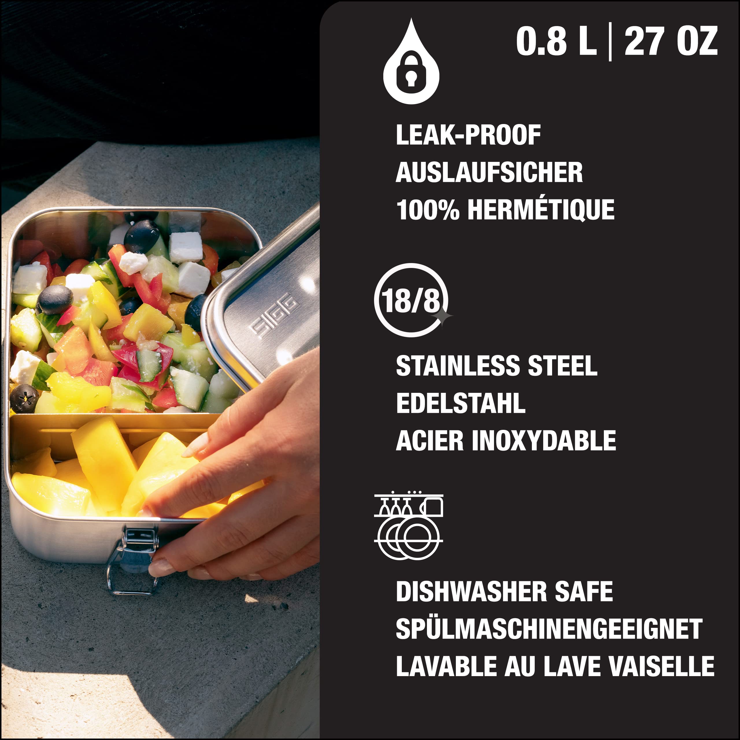Sigg - Gemstone Lunch Box - Stainless Steel - Leak-Proof Silicone Rim - Divided Lunch Box For Lunch And Leftovers