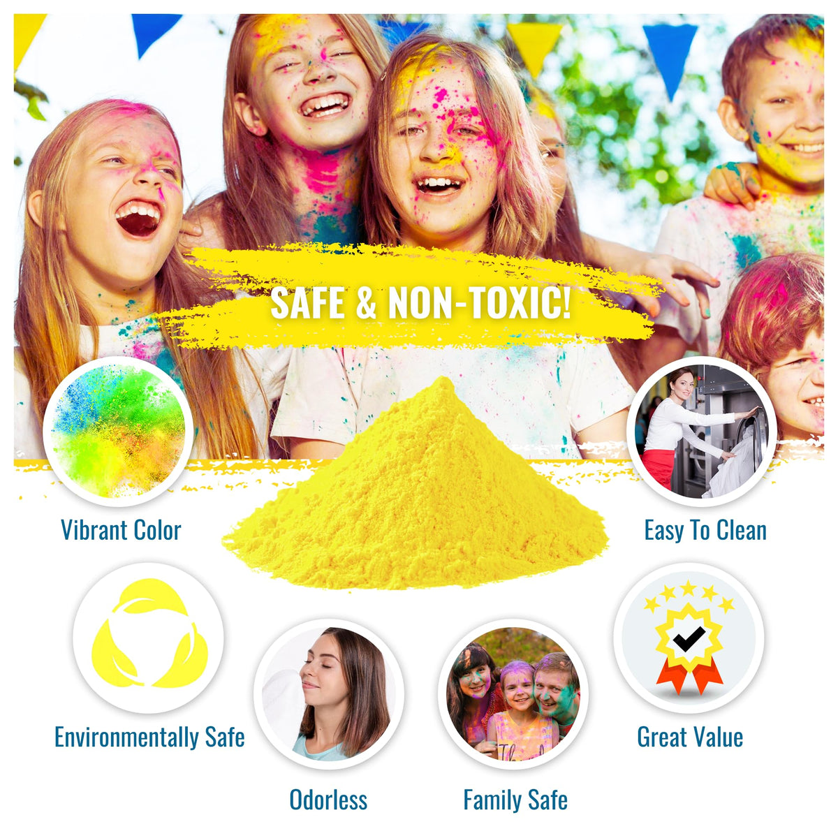 Color Blaze Holi Colored Powder - 5 Lbs Of Yellow Powdered Color - For ...