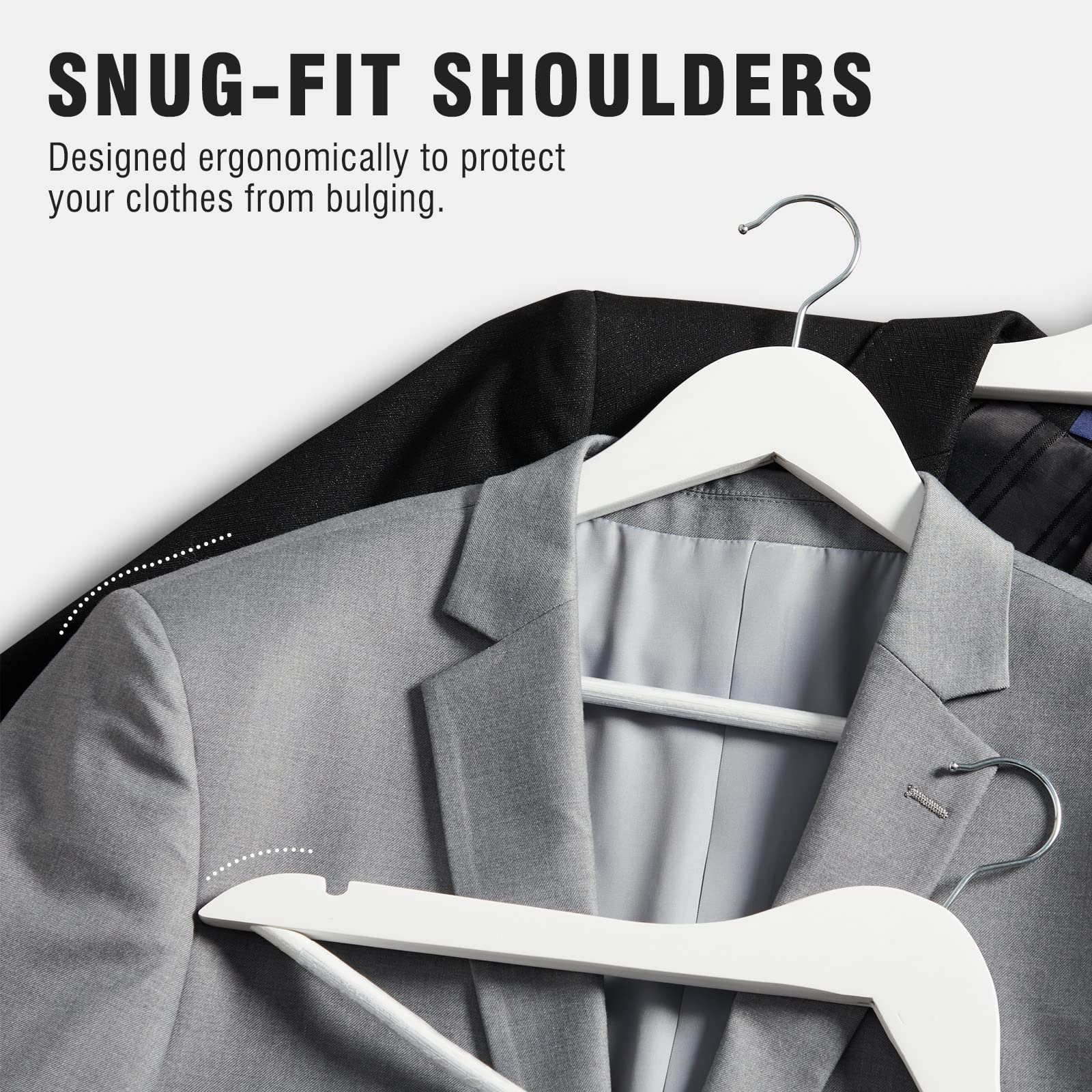 Techmilly 20 Pack Solid Wooden Suit Hangers, Heavy Duty Coat Hangers For Closet, Smooth Finish Clothes Hangers With 360 Swivel H