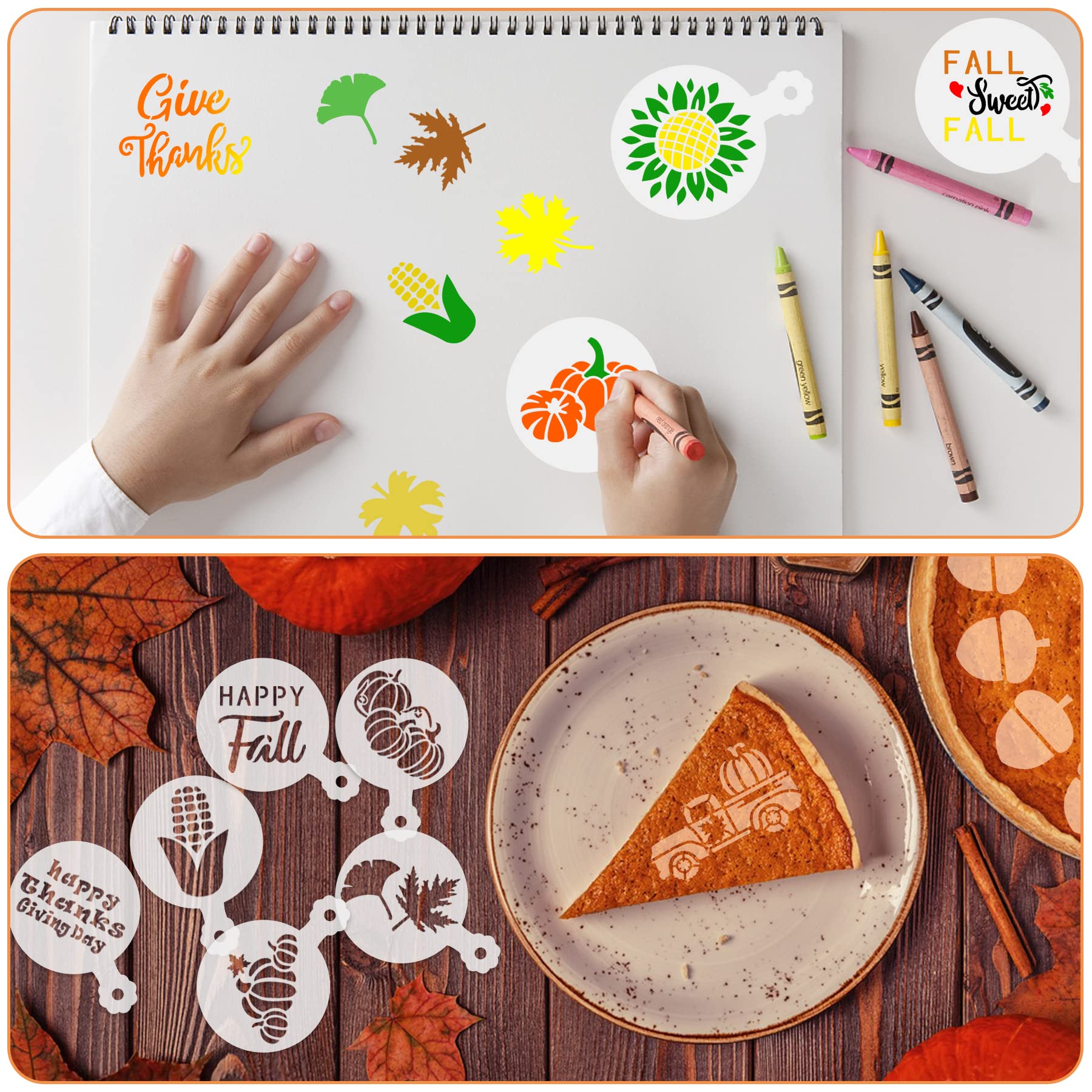JULBEAR 36 Pieces Thanksgiving Stencils Fall Reusable Cookie Cake Stencils Templates Mold Tools for Decorating Autumn Holiday Ca