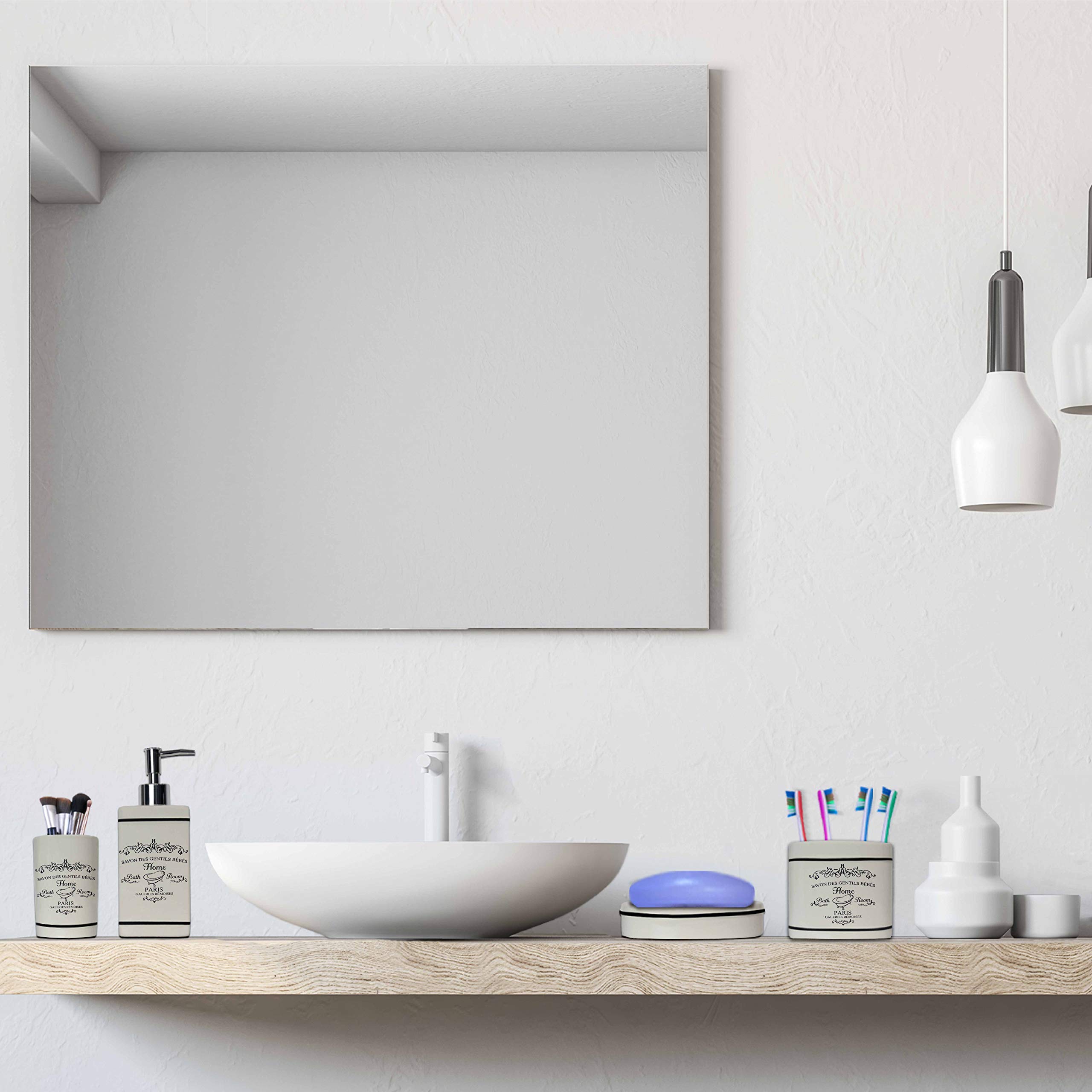 Blue Donuts 4 Piece Bathroom Accessories Set - Heavy Duty Ceramic Paris Bathroom Accessory Set Includes Hand Soap Dispenser, Too
