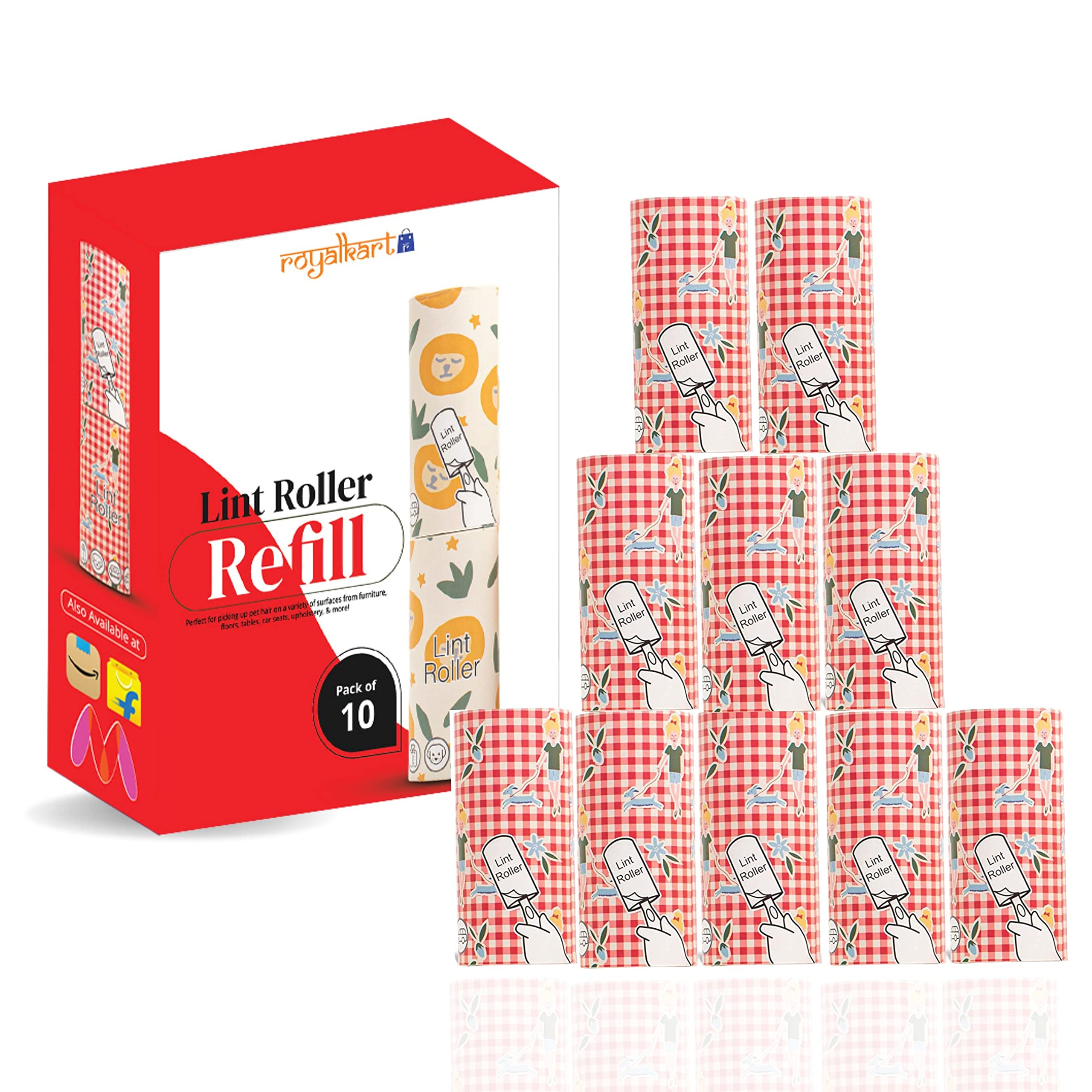 Royalkart Lint Roller Refill Rolls, 60 Sheets In Each Roll (Pack Of 10 Rolls) (Total 600 Sheets).