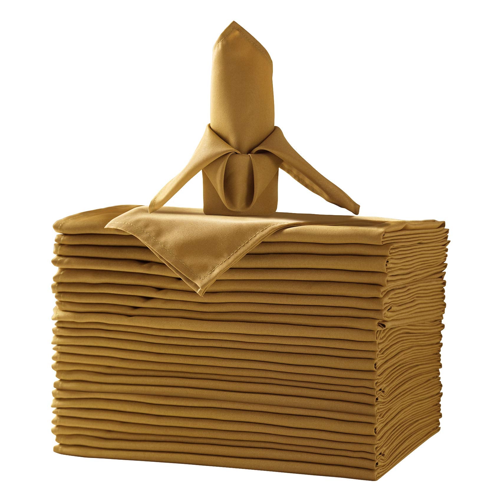 25Pcs Polyester Cloth Napkins - 17 X 17 Inch Gold Washable Dinner Napkins With Hemmed Edges For Restaurant/Wedding/Hotel(25,Gold