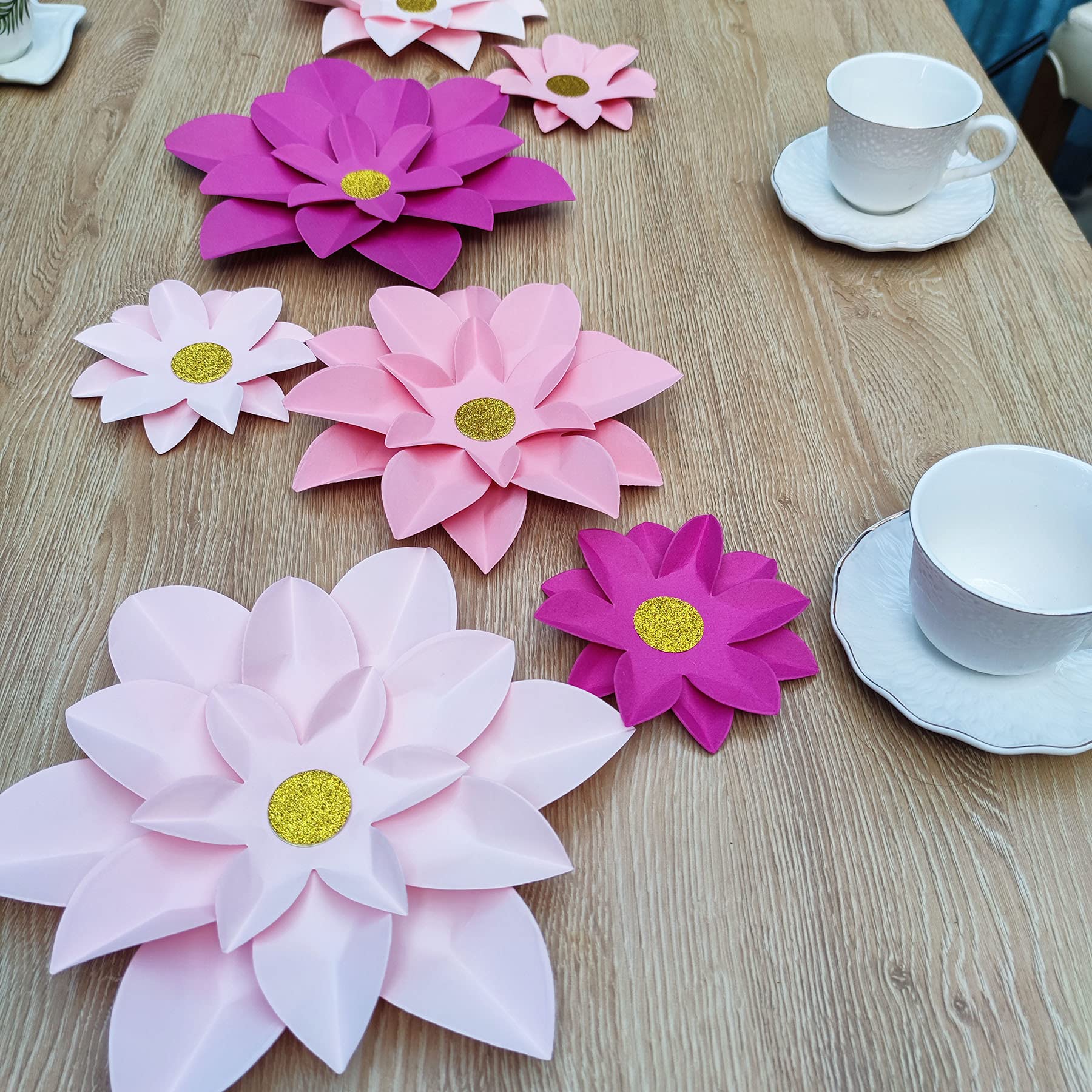 Mybbshower Pinks Paper Flower for Wall Decor (10''-6'') DIY Paper Floral Backdrop Nursery Decor Paper Flower Decor Pack of 9