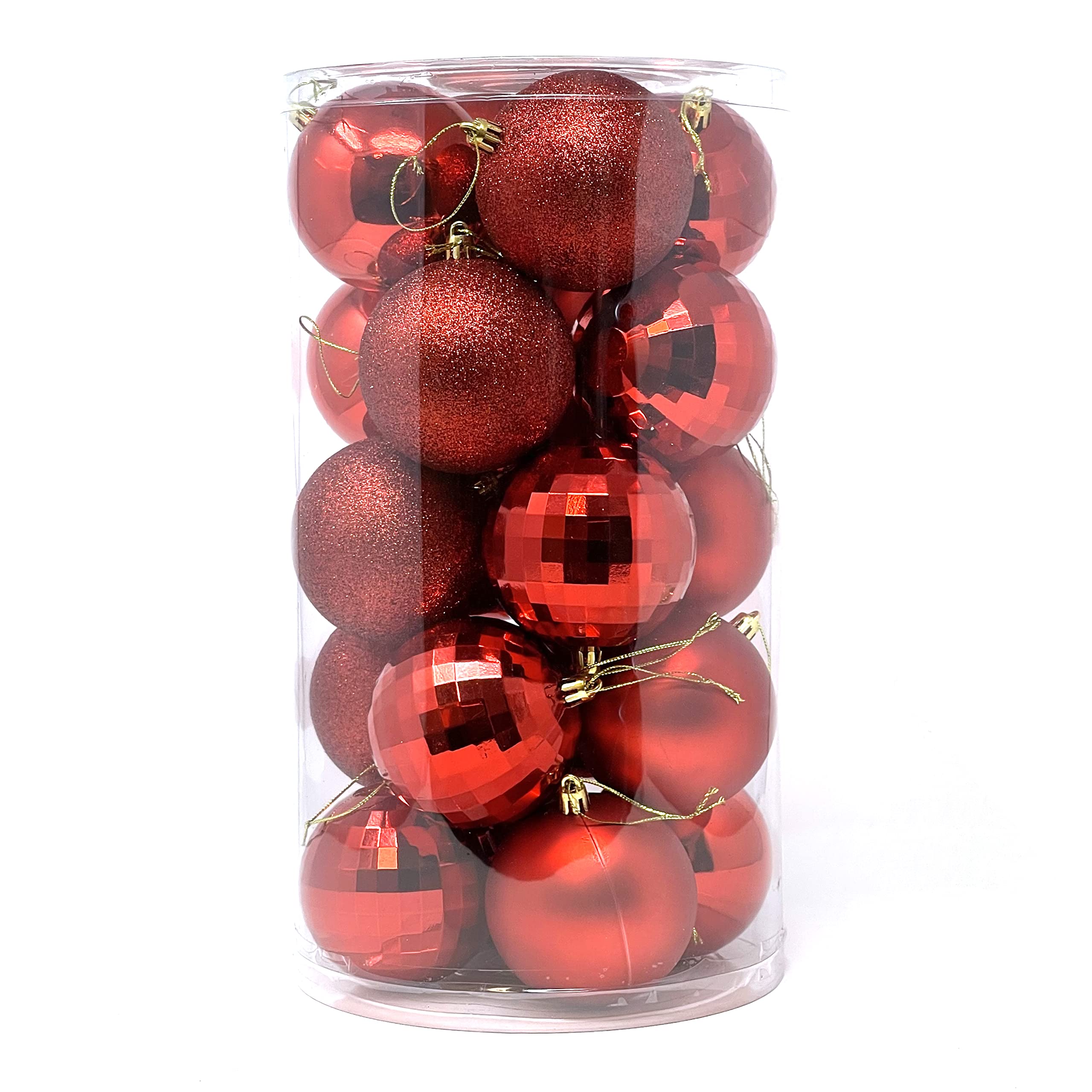 allgala 20 PK 3 Inch (8CM) Large Christmas Ornament Balls for Xmas Tree-4 Style-Red