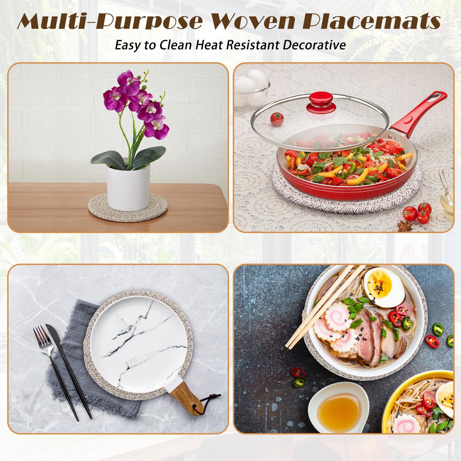 Mumufy 9 Pcs 7 In Cotton Trivets For Hot Dishes With Storage Basket Trivets For Hot Pots And Pans Hot Pads For Kitchen Heat Resi