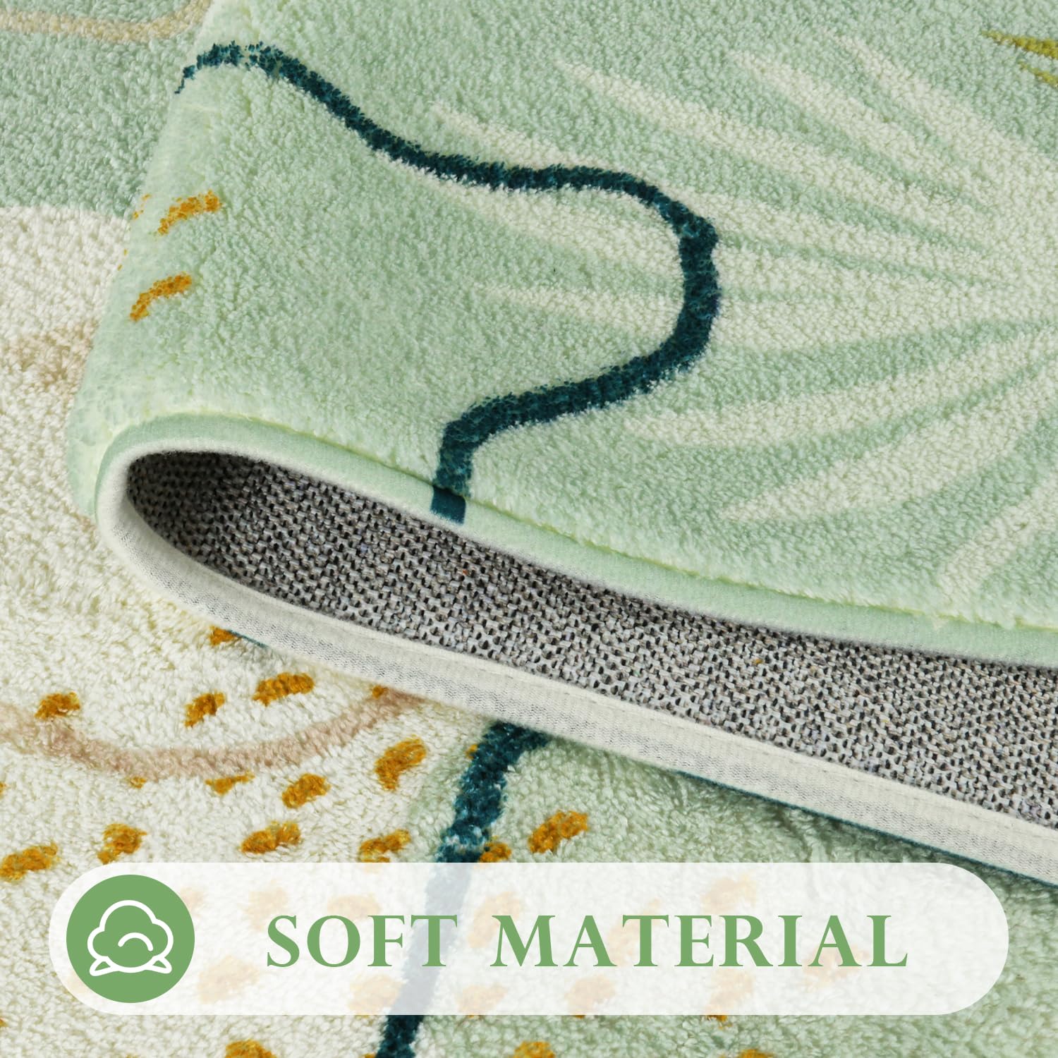 Uphome Bath Mats For Bathroom, Cute Green Plant Toilet Rugs U Shaped, Non Slip Washable Soft Bathroom Mat, Abstract Botanical Ba