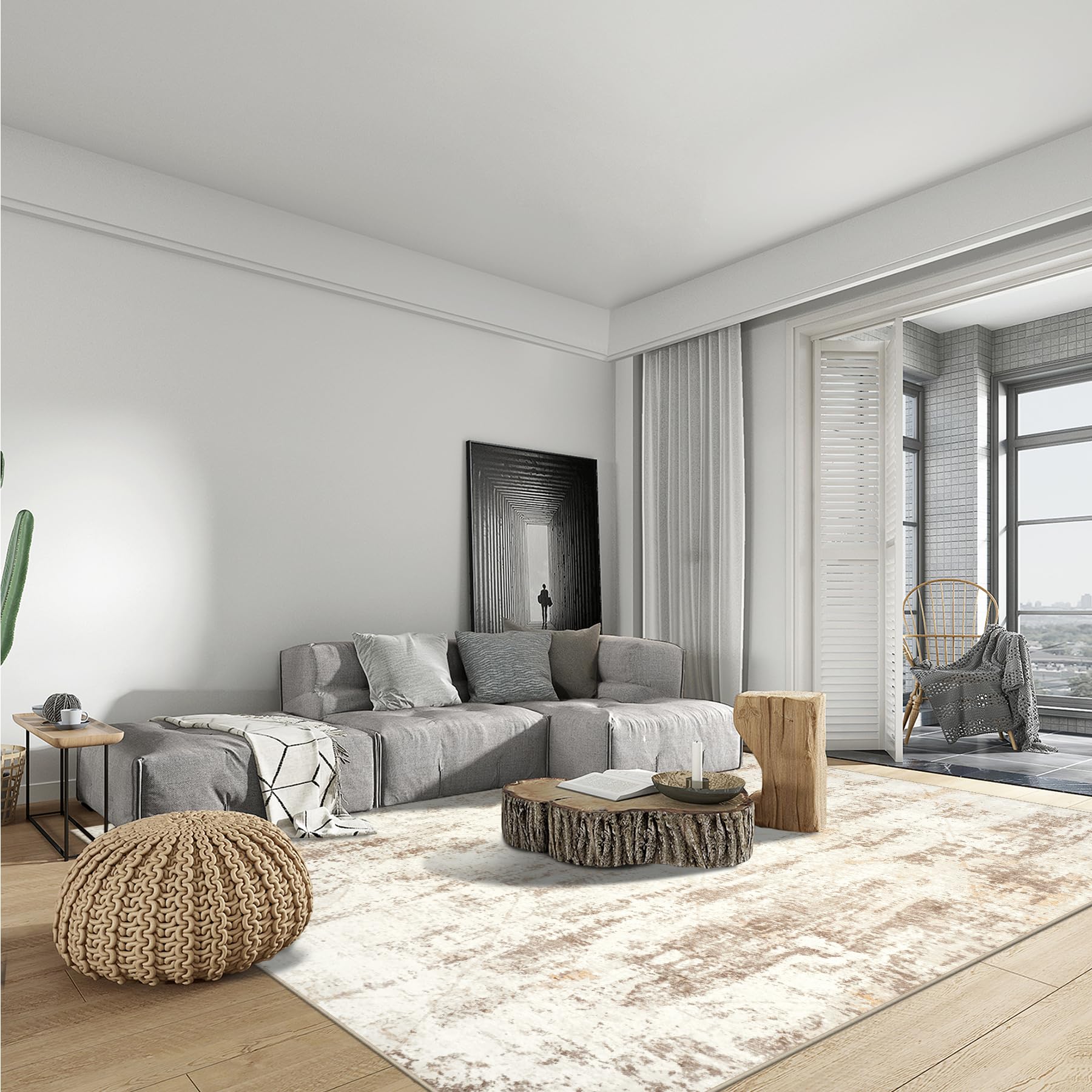 6x9 Area Rugs Washable Rug: Large Modern Abstract Living Room Rug Soft Anti-Skid Thin Carpet Indoor Floor Non-Shedding Carpets f