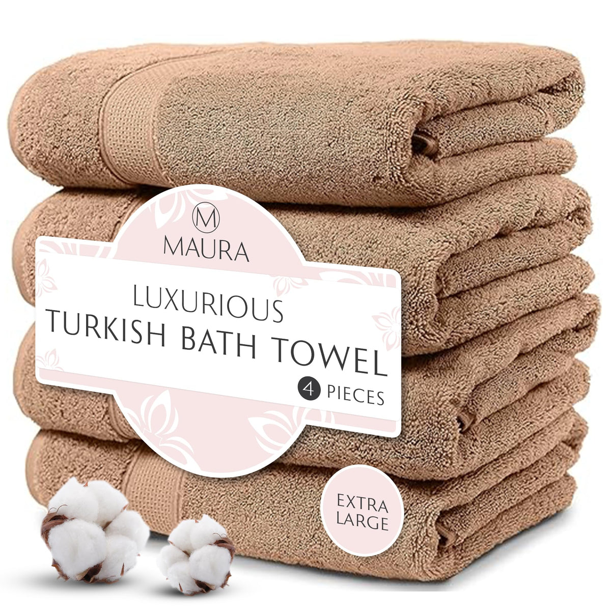 Maura 4 Piece Bath Towel Set. Extra Large 30''X56'' Premium Turkish Towels. Thick, Soft, Plush And Highly Absorbent Luxury Hotel