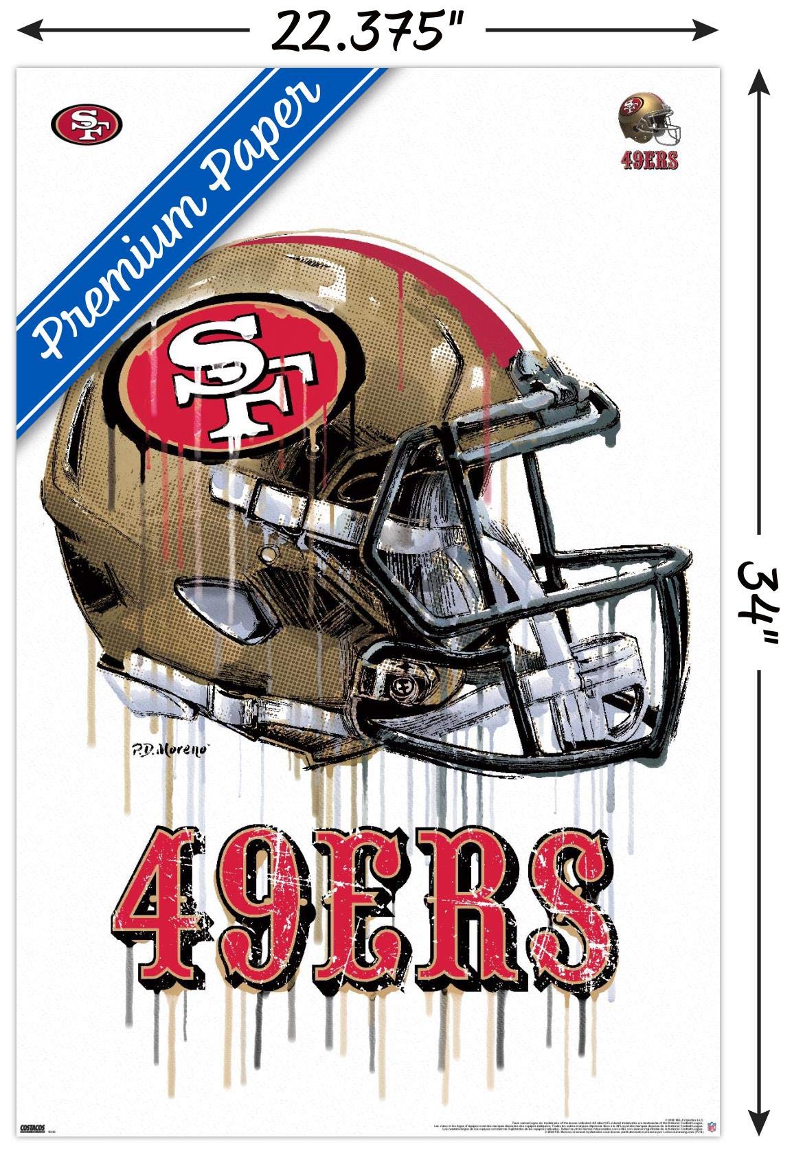 Trends International NFL San Francisco 49ers - Drip Helmet 20 Wall Poster  22.375'' x 34''  Premium Poster & Clip Bundle