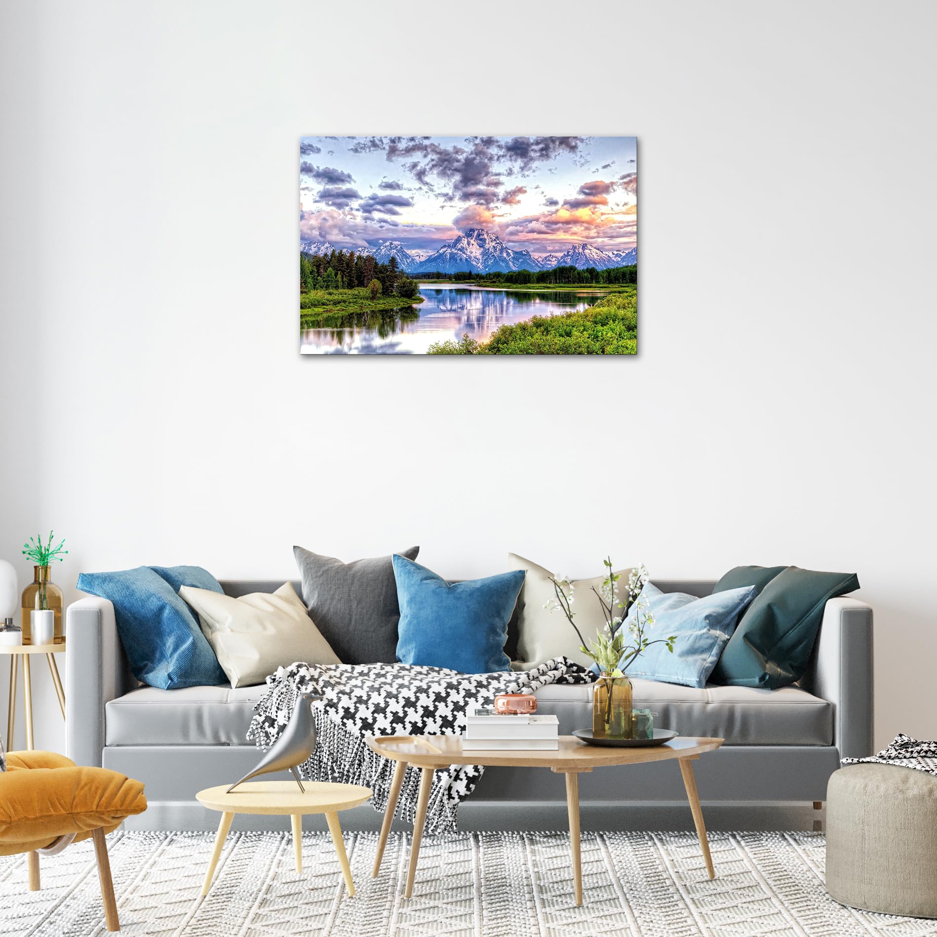 Skasnfai Grand Teton Wall Art Mountain Art Wall Decor National Park Canvas Painting Framed Decor Large Landscape Poster For Livi