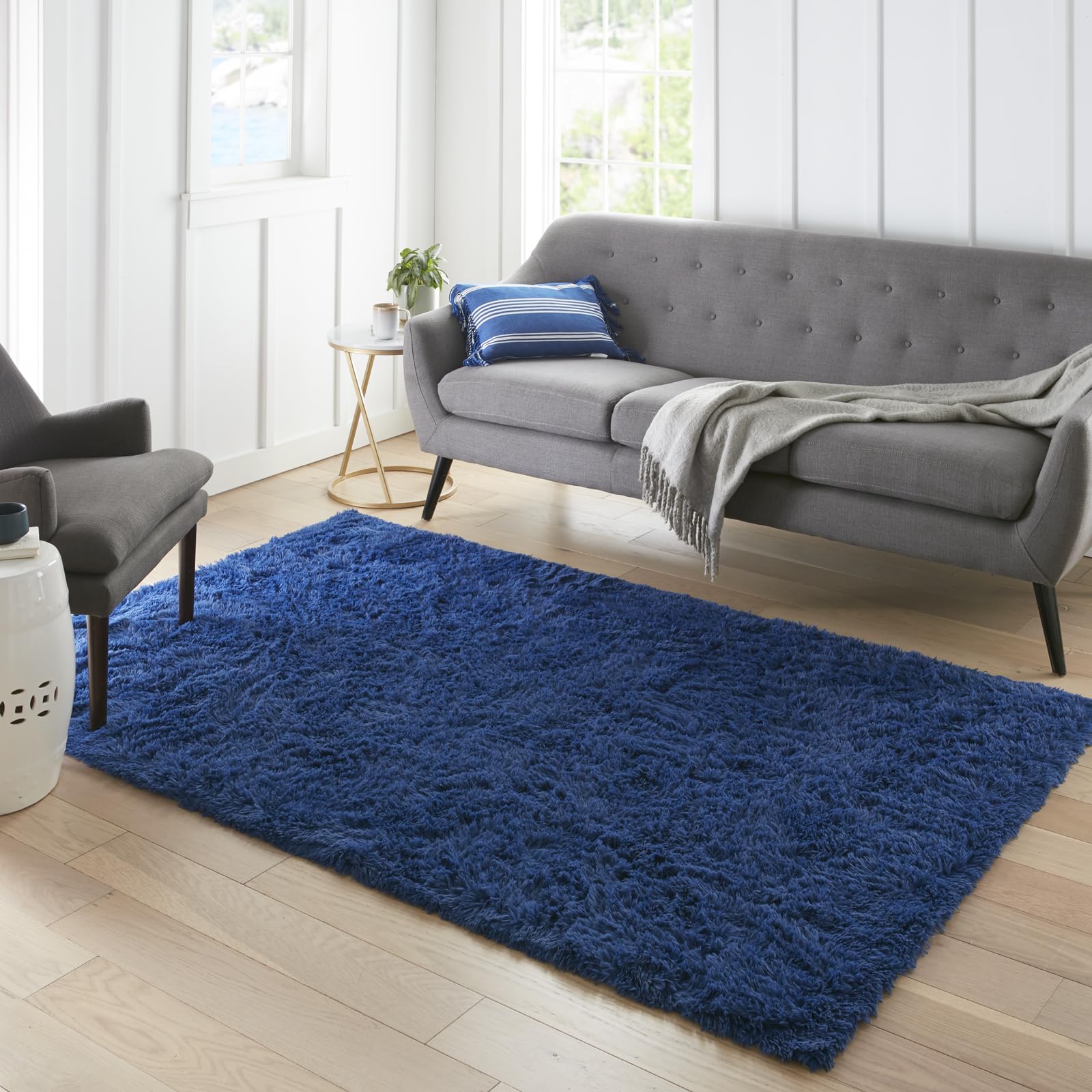 Ophanie Blue Rug, Boys 3x5 Rugs for Bedroom Royal Dark Blue Carpet Nursery Aesthetic, Kids Playroom Navy Area Rugs for Girls Tee