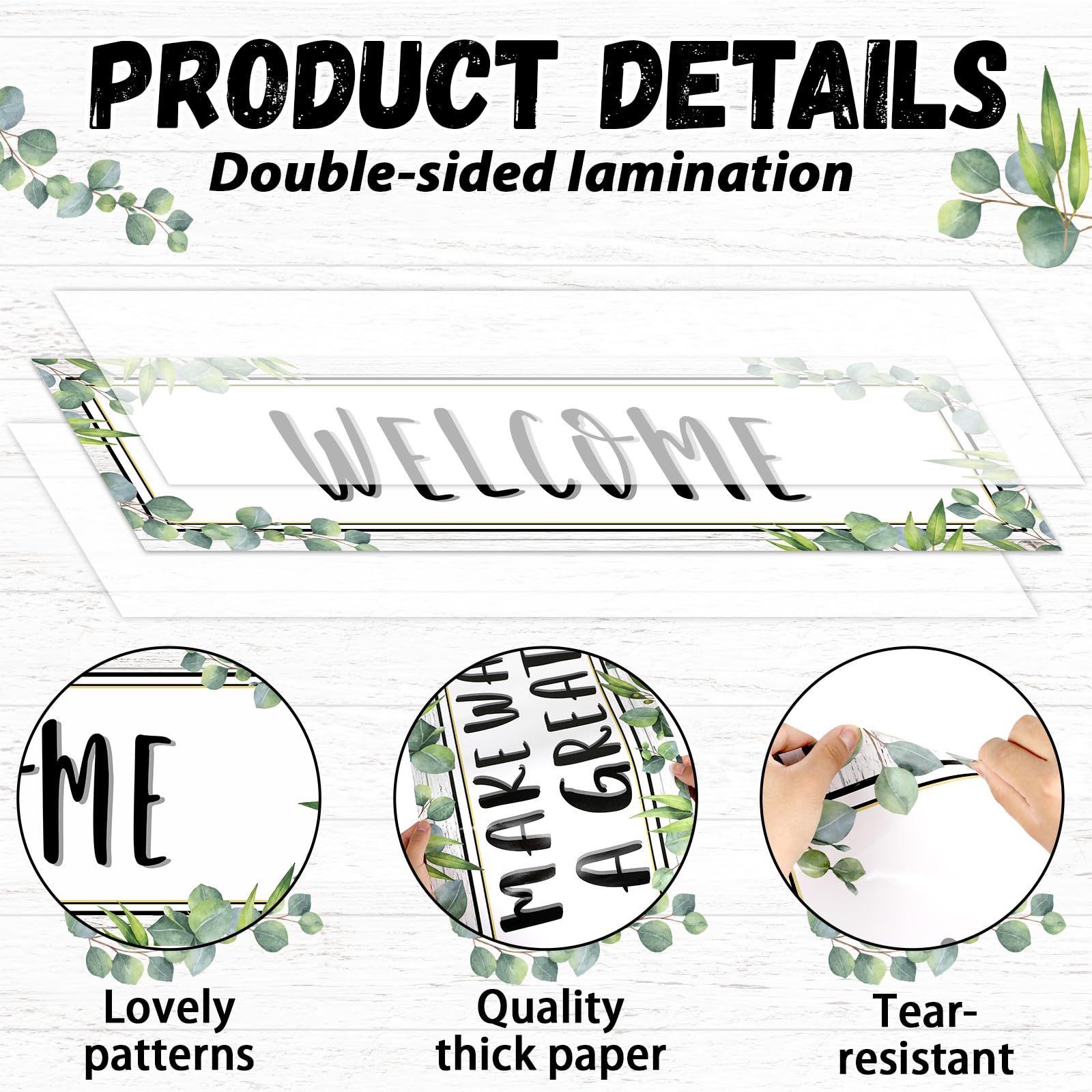 Qoubai Eucalyptus Classroom Welcome Banner And Poster For Teachers Greenery Motivational And Inspirational Banner Decor For Pres