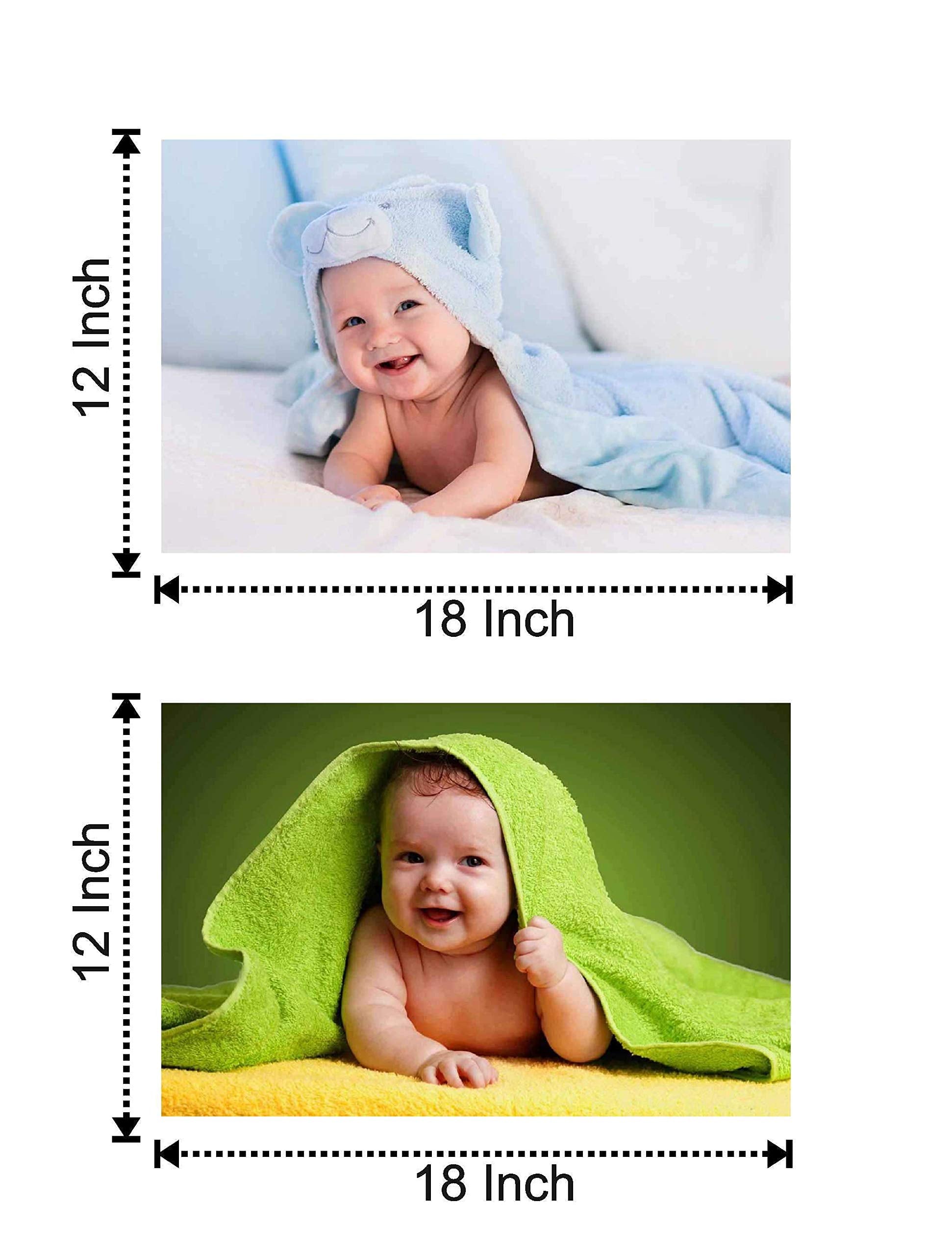 Giant Innovative Craft Qila Paper Cute Under Towel Smiling Baby Poster (Multicolour, 12 X 18 Inch)