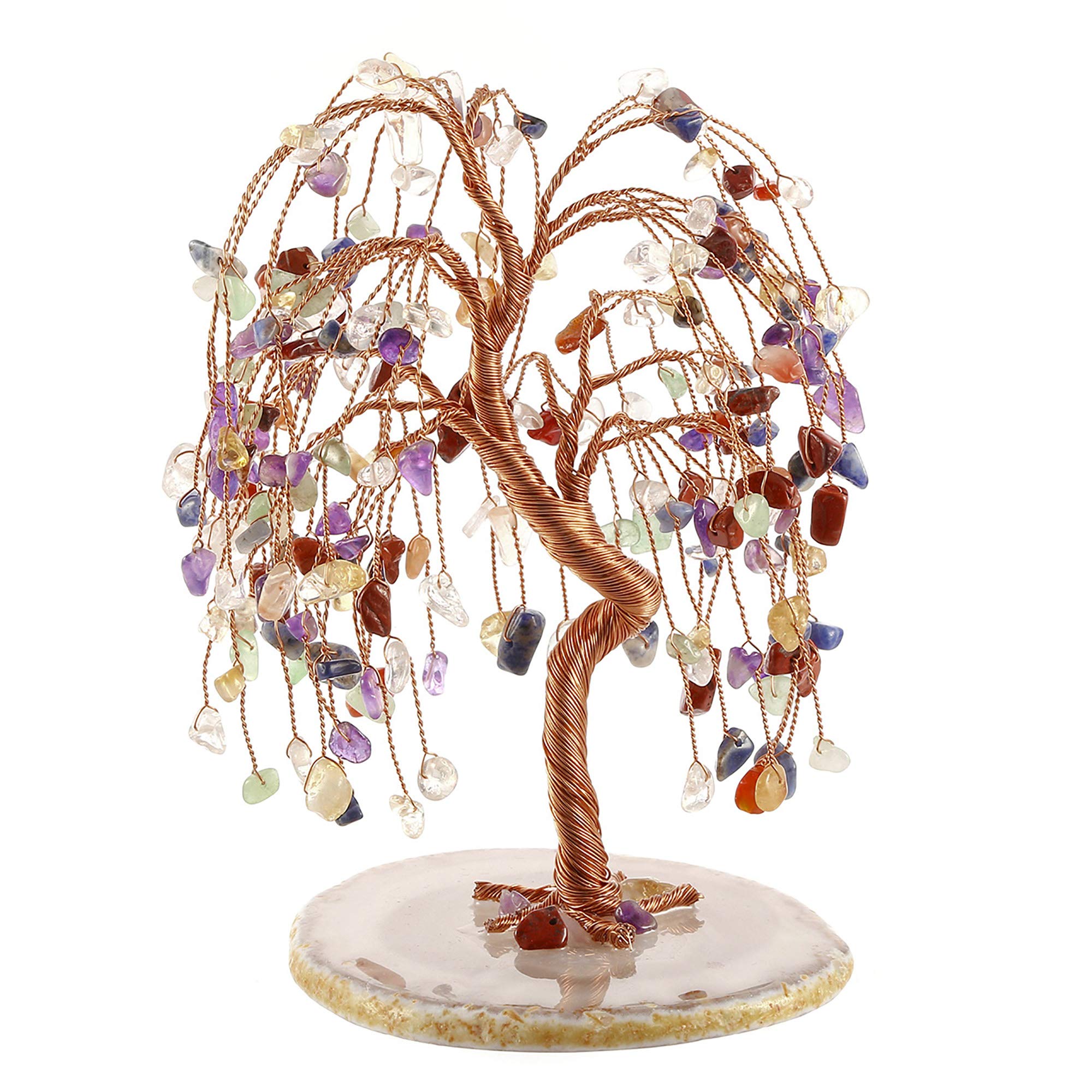 Jovivi Natural 7 Chakra Healing Crystals Quartz Tree Tumbled Gemstone Stones Money Tree, Geode Agate Slices Base Feng Shui Ornam